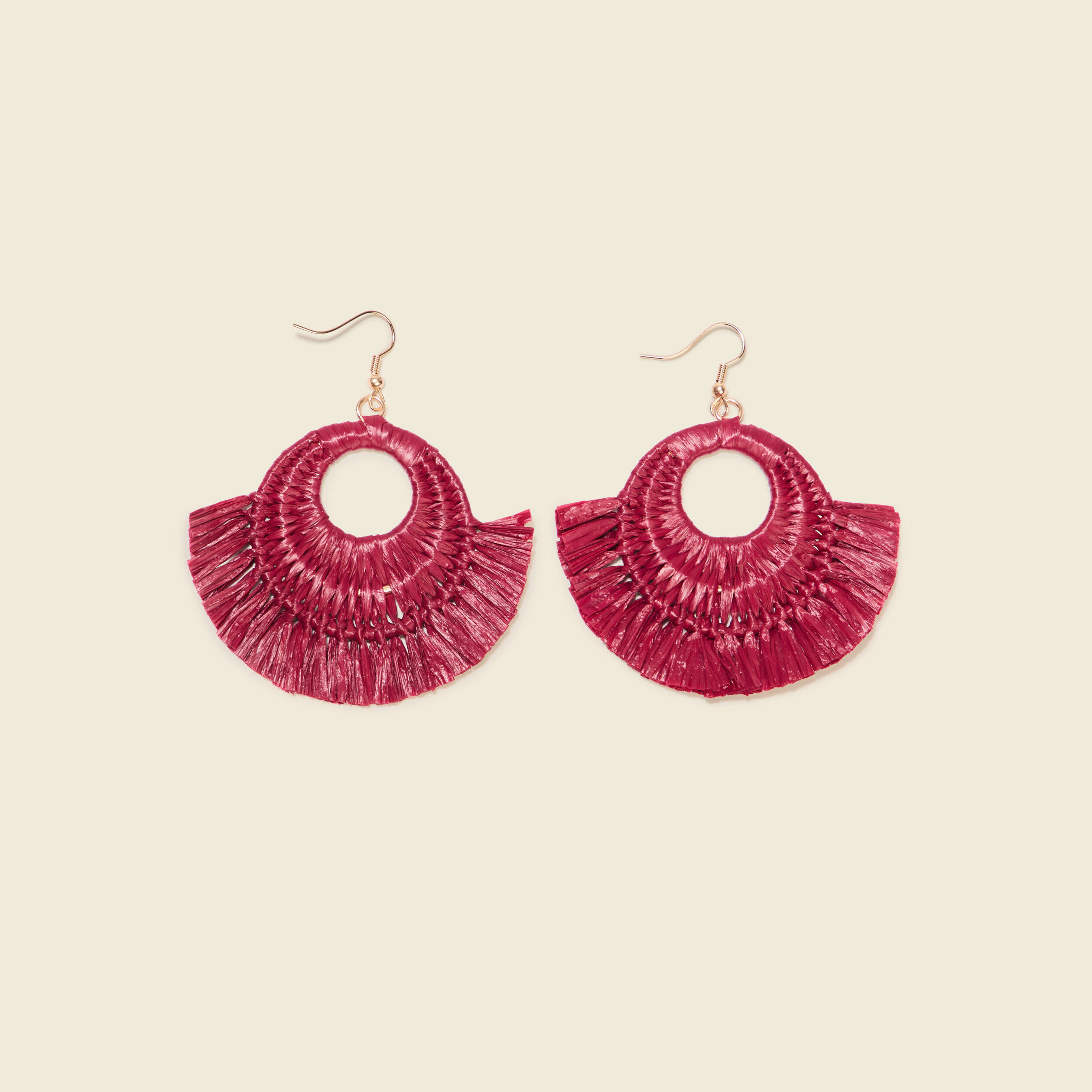 Boucles d'oreilles pendantes rouge fonc&eacute; femme