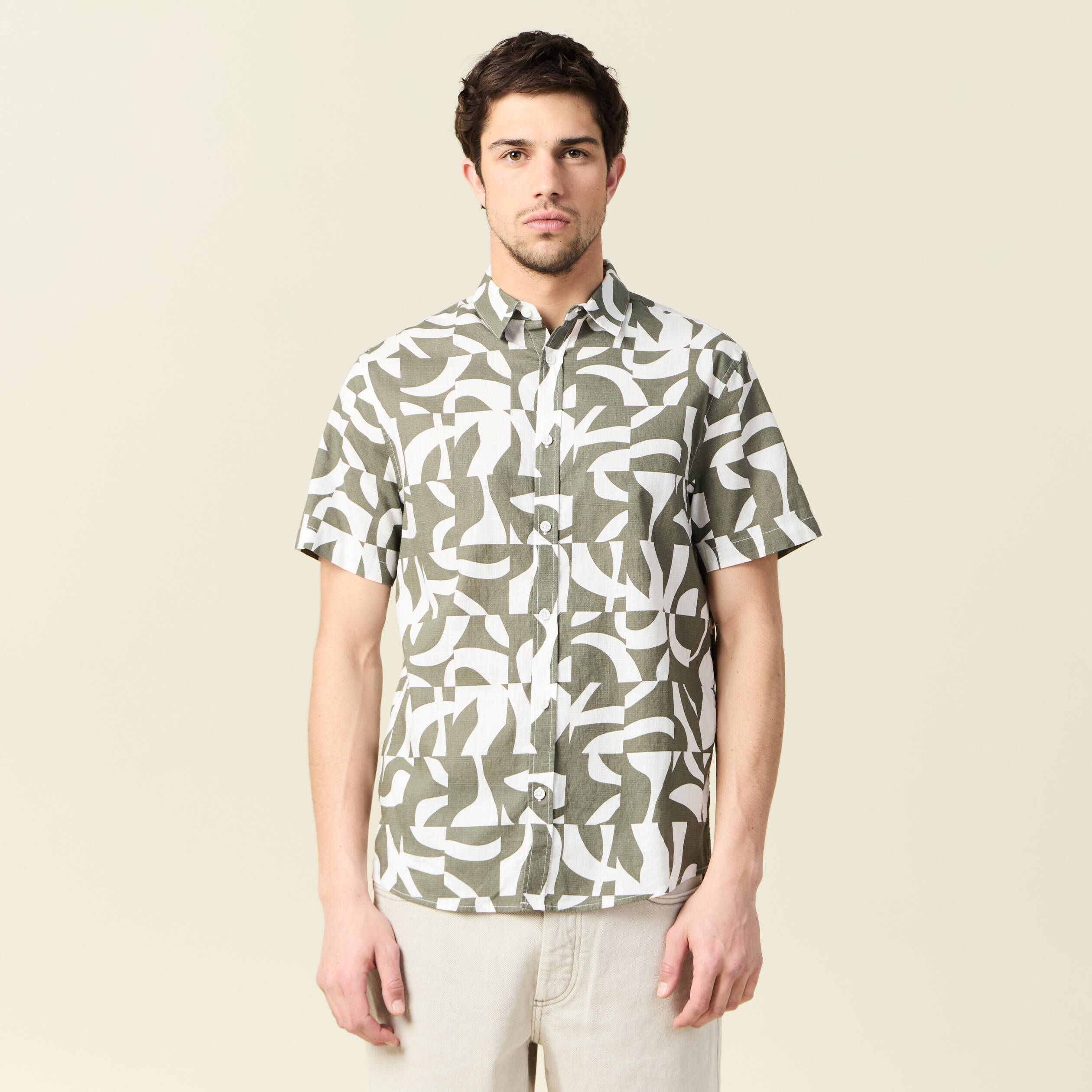 chemise manches courtes vert kaki homme Chemise manches courtes vert kaki homme