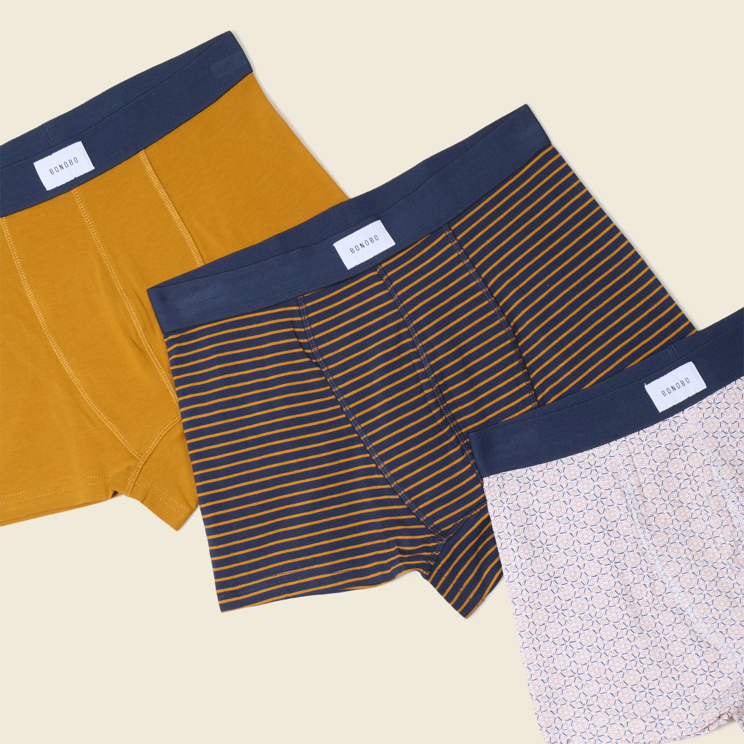 Lot 3 boxers jaune moutarde homme