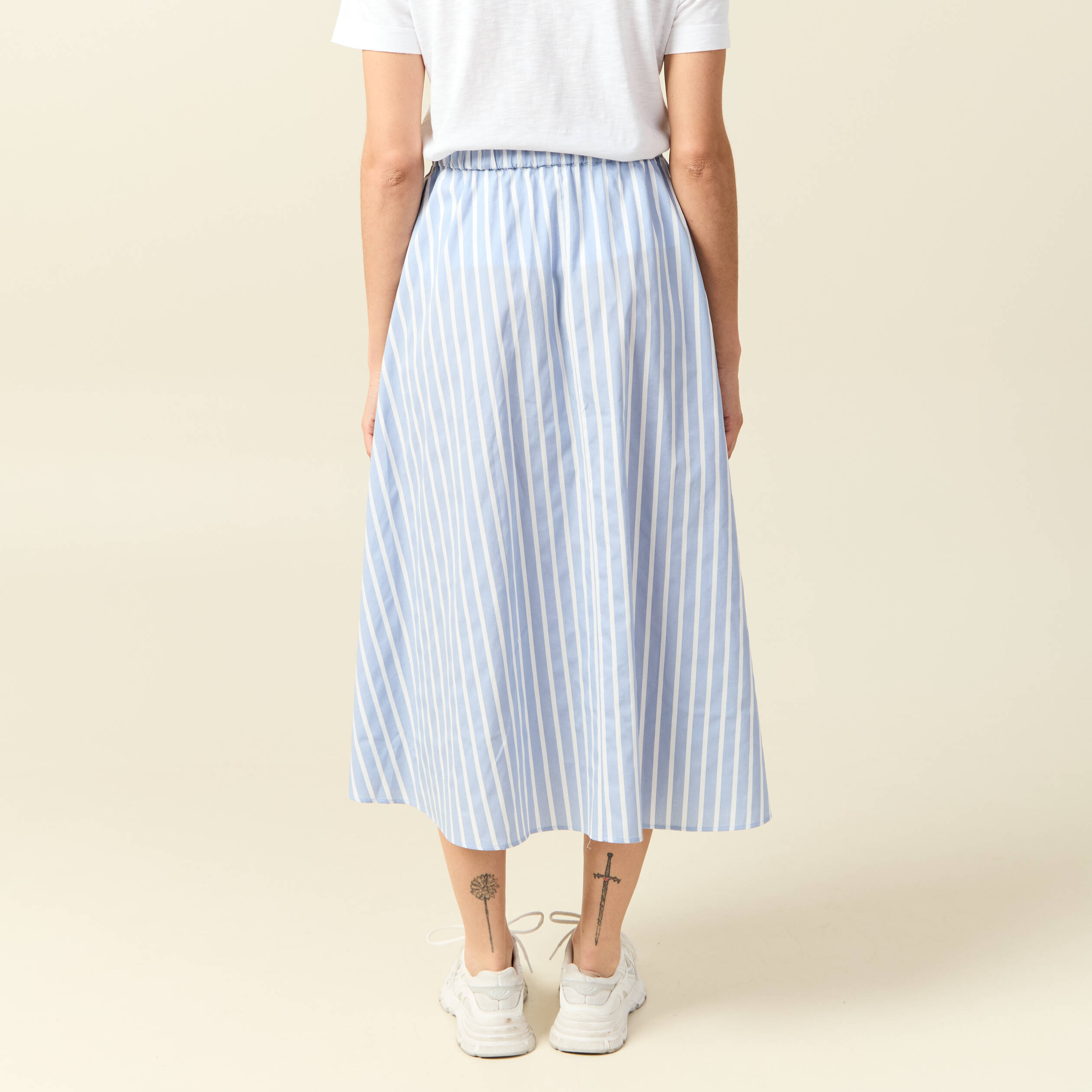 jupe longue evasee en coton bleu ciel femme Jupe longue évasée en coton bleu ciel femme