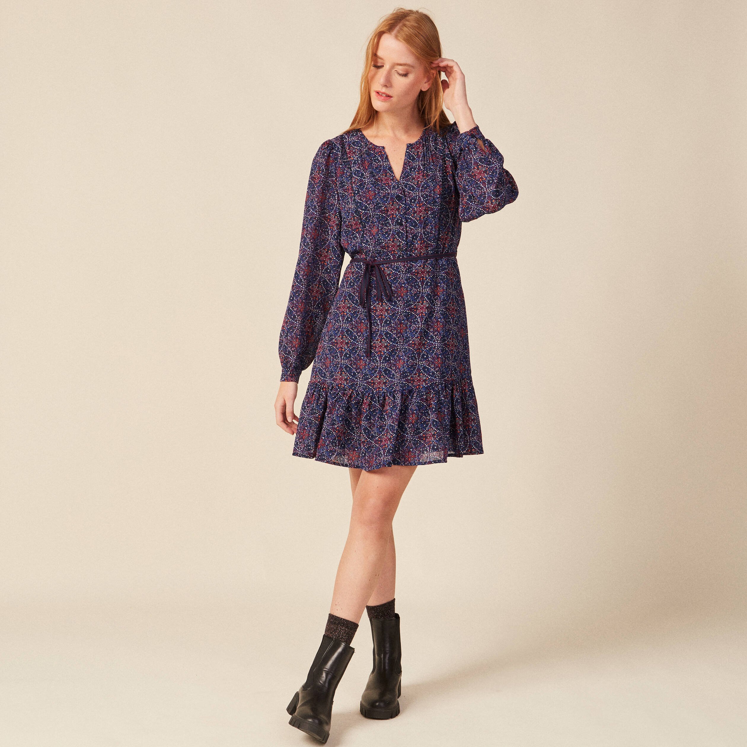 robe patineuse eco responsable bleu marine femme Robe patineuse éco-responsable bleu marine femme