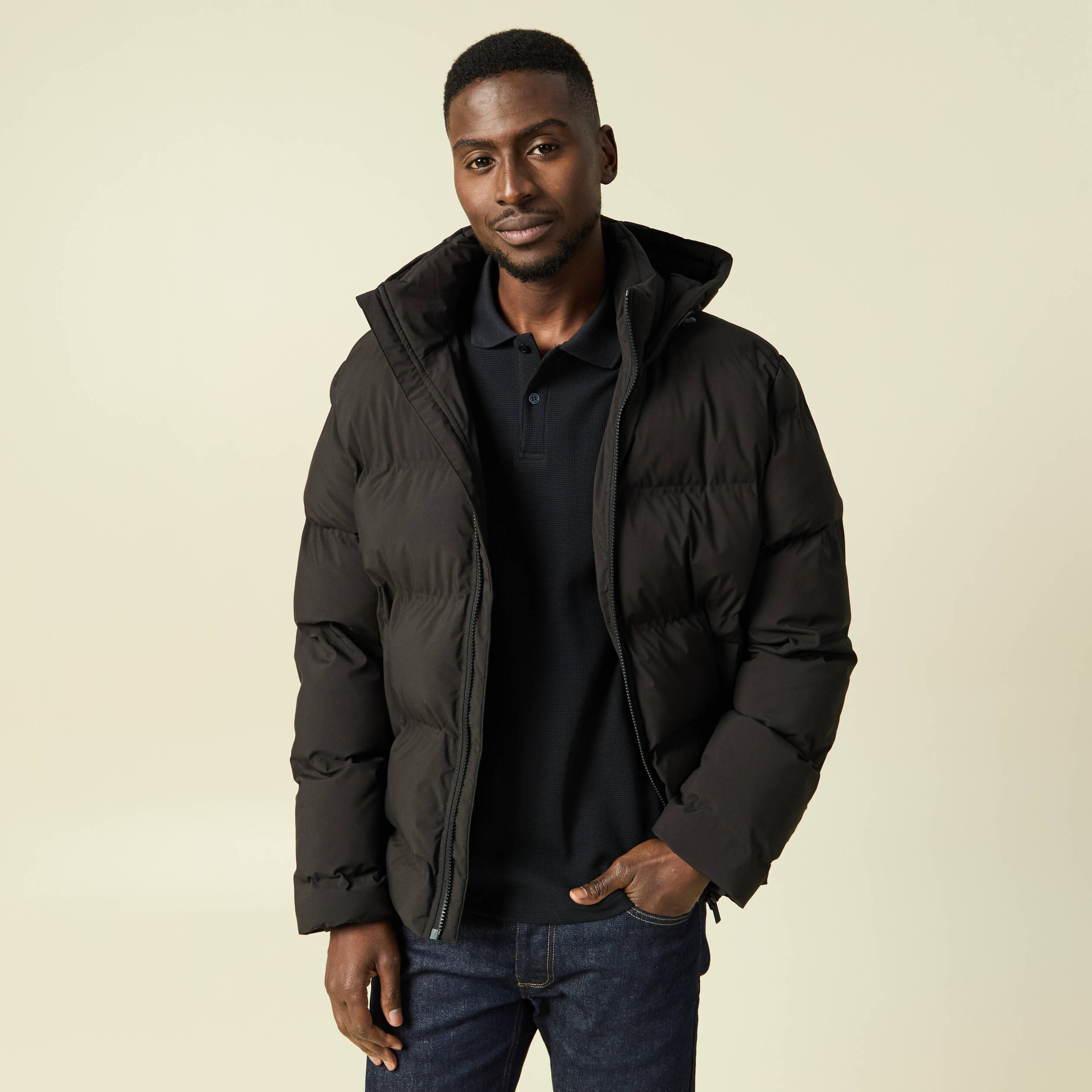 Doudoune avec capuche noir homme