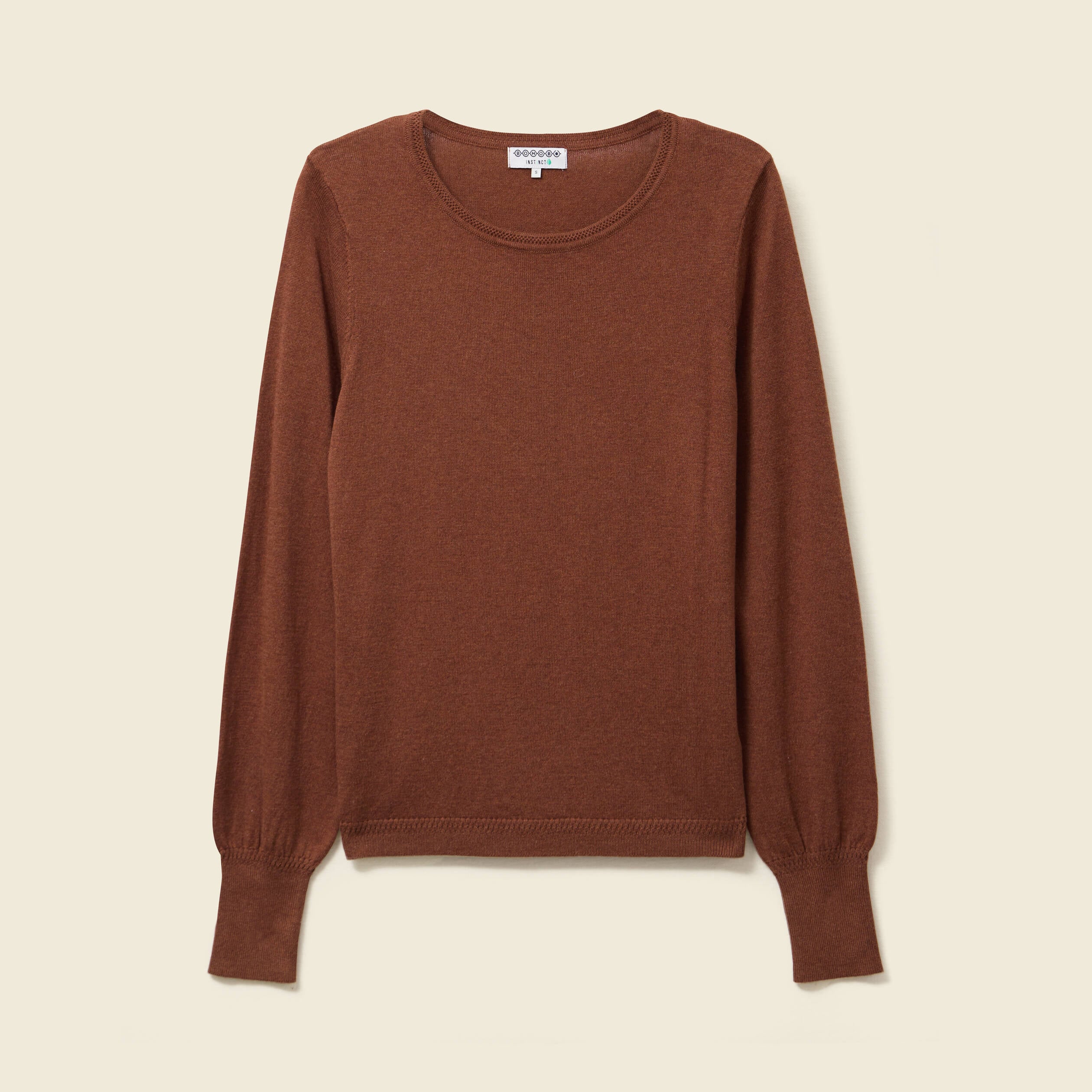 Pull manches longues marron fonc&eacute; femme