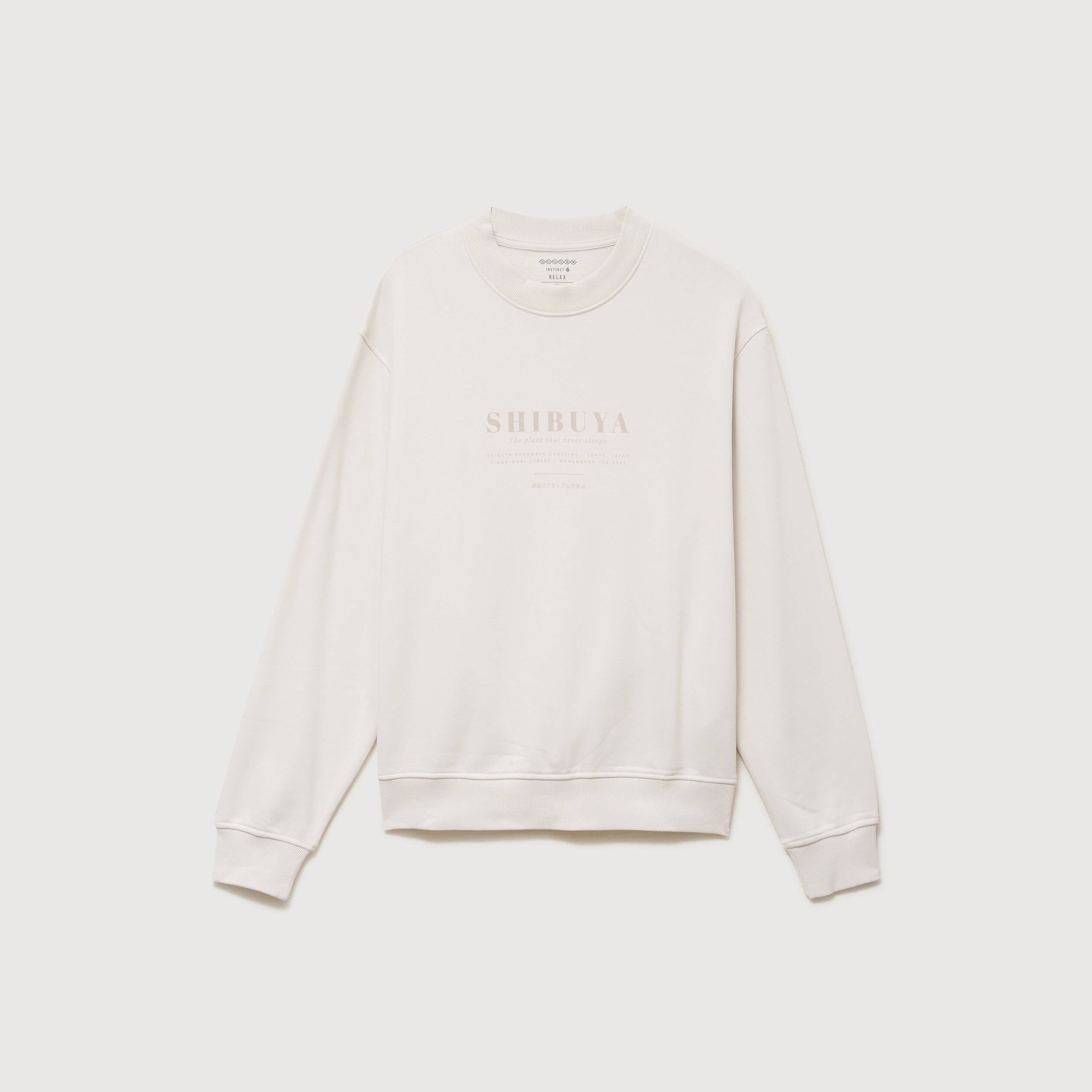 Sweat col rond manches longues gris clair homme