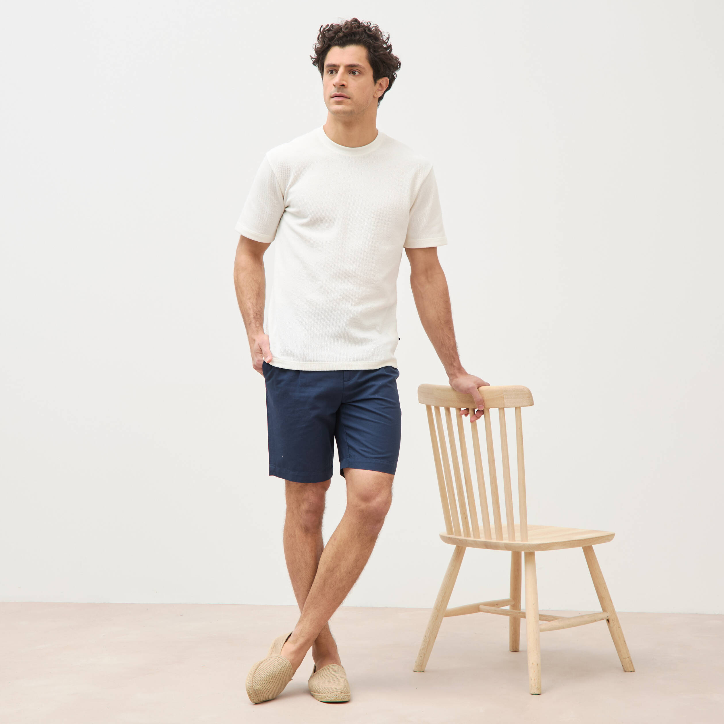 Bermuda bleu fonc&eacute; homme