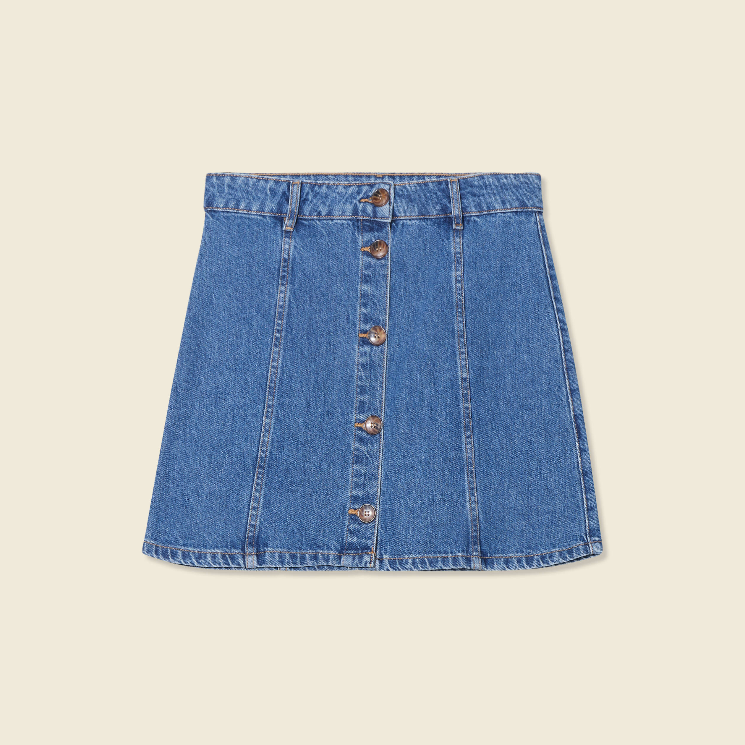 jupe trapeze en jean denim stone femme Jupe trapèze en jean denim stone femme