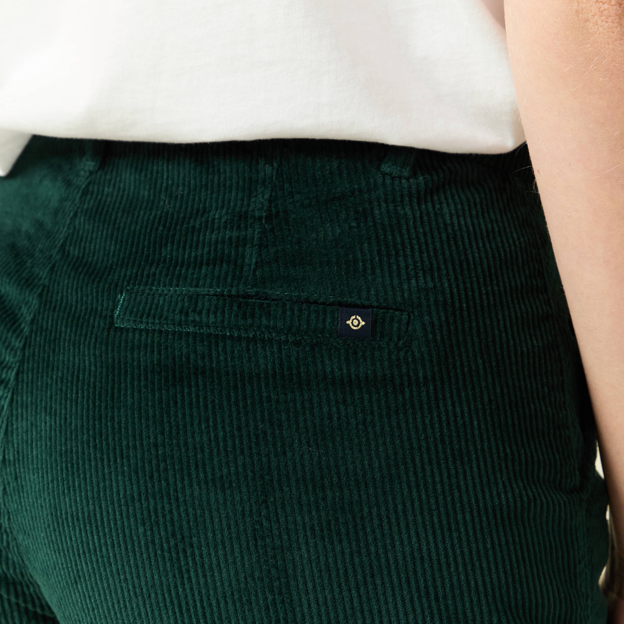 Pantalon large 7/8&egrave;me taille haute vert fonc&eacute; femme