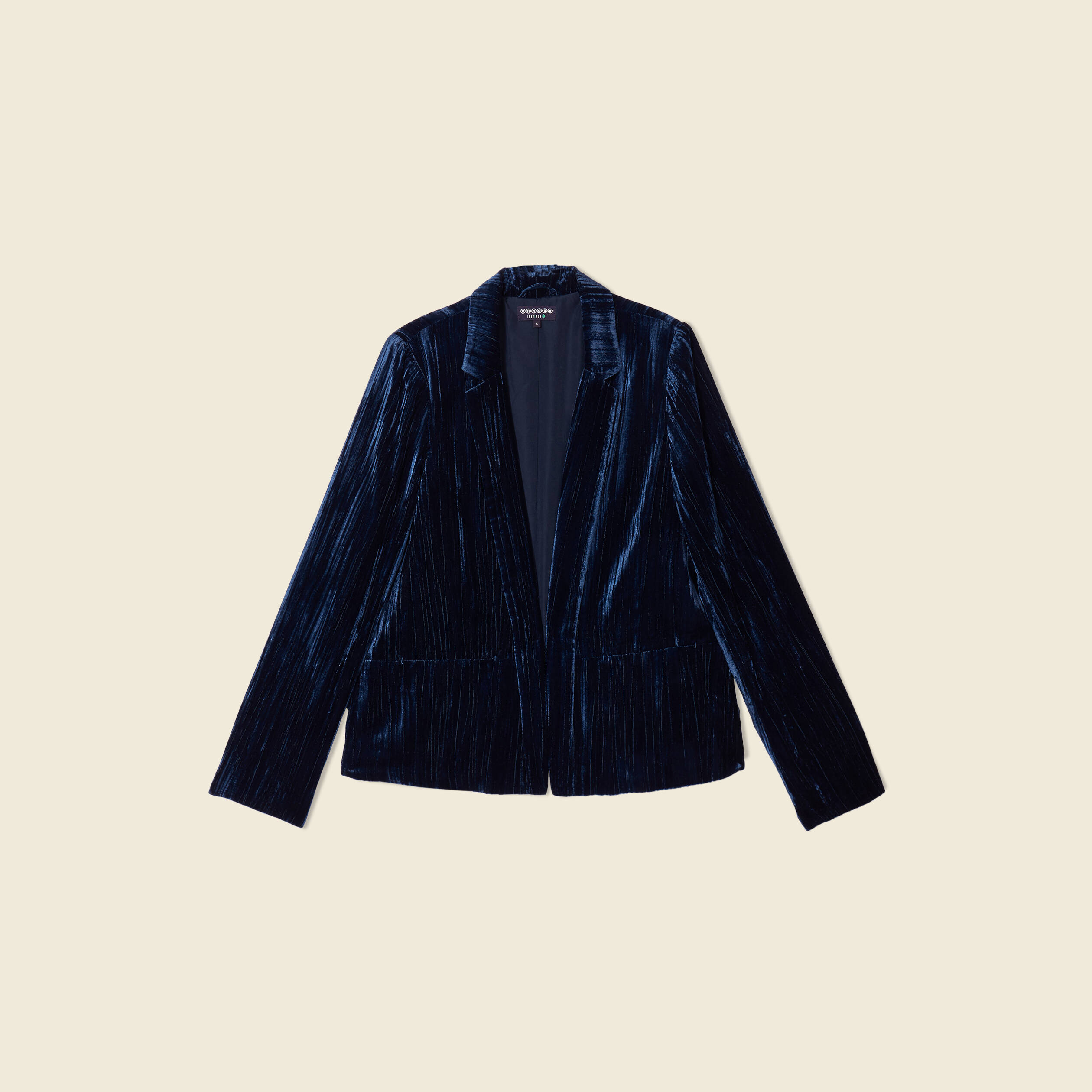 Tailleur droit court manches longues bleu canard femme