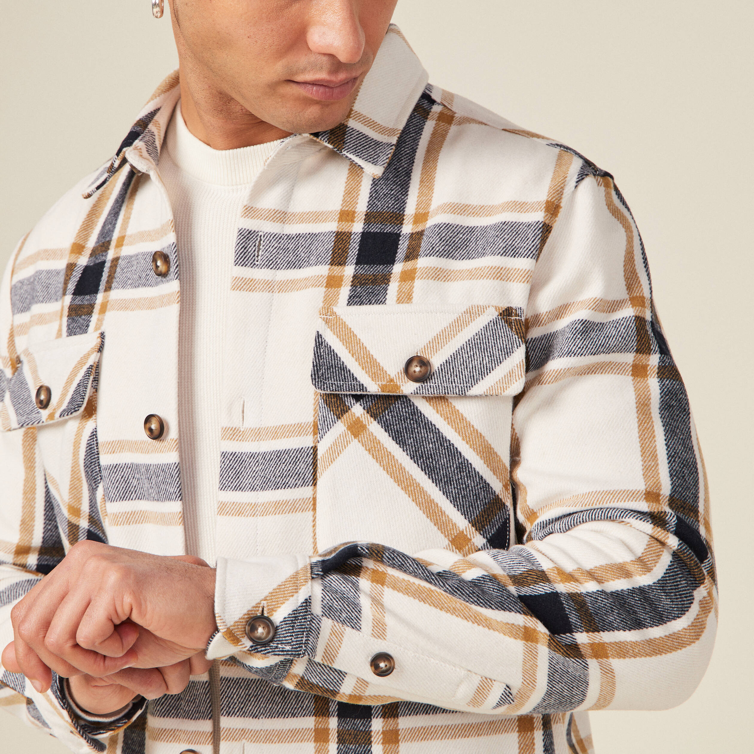 Surchemise manches longues camel homme