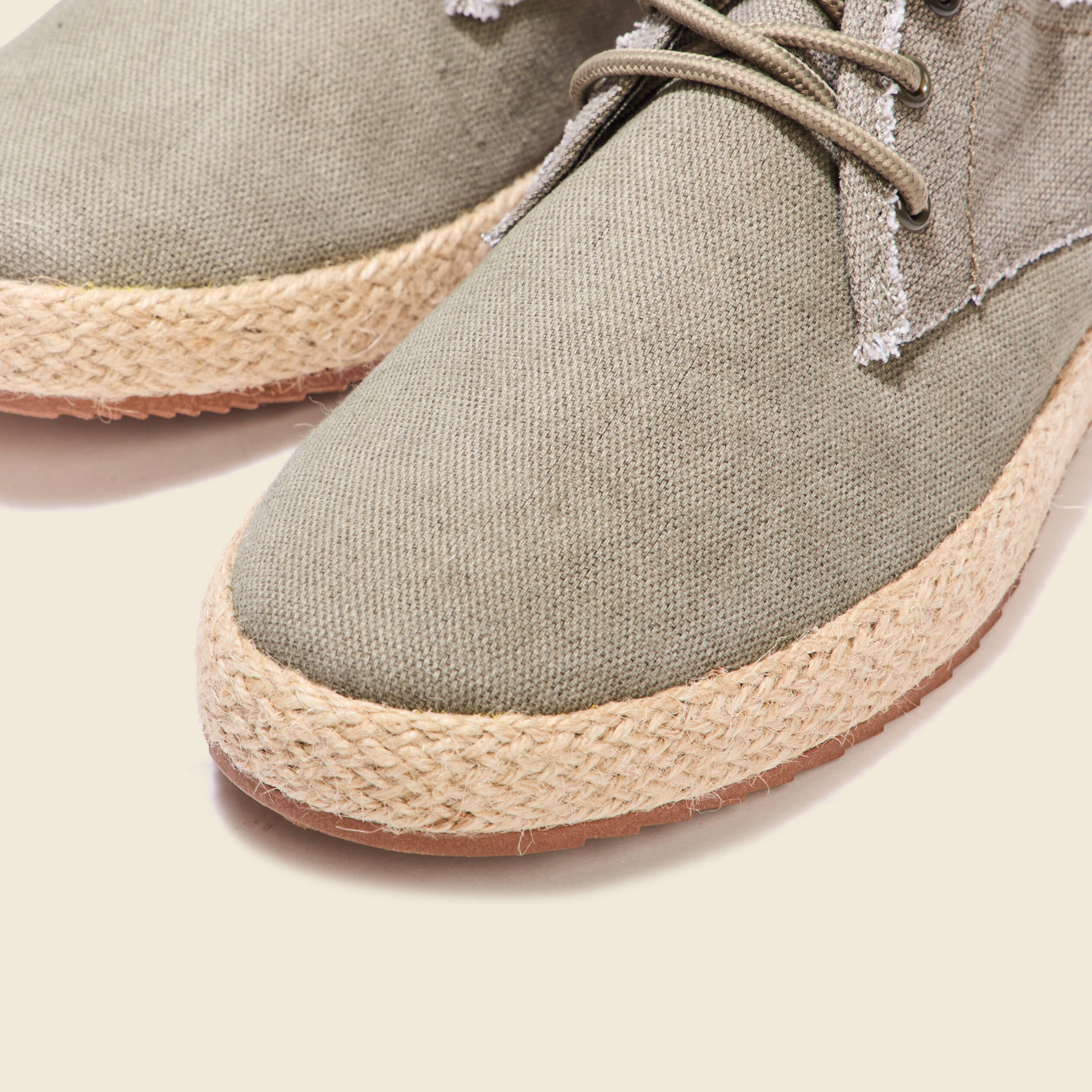 Espadrilles tennis &agrave; lacets vert kaki homme