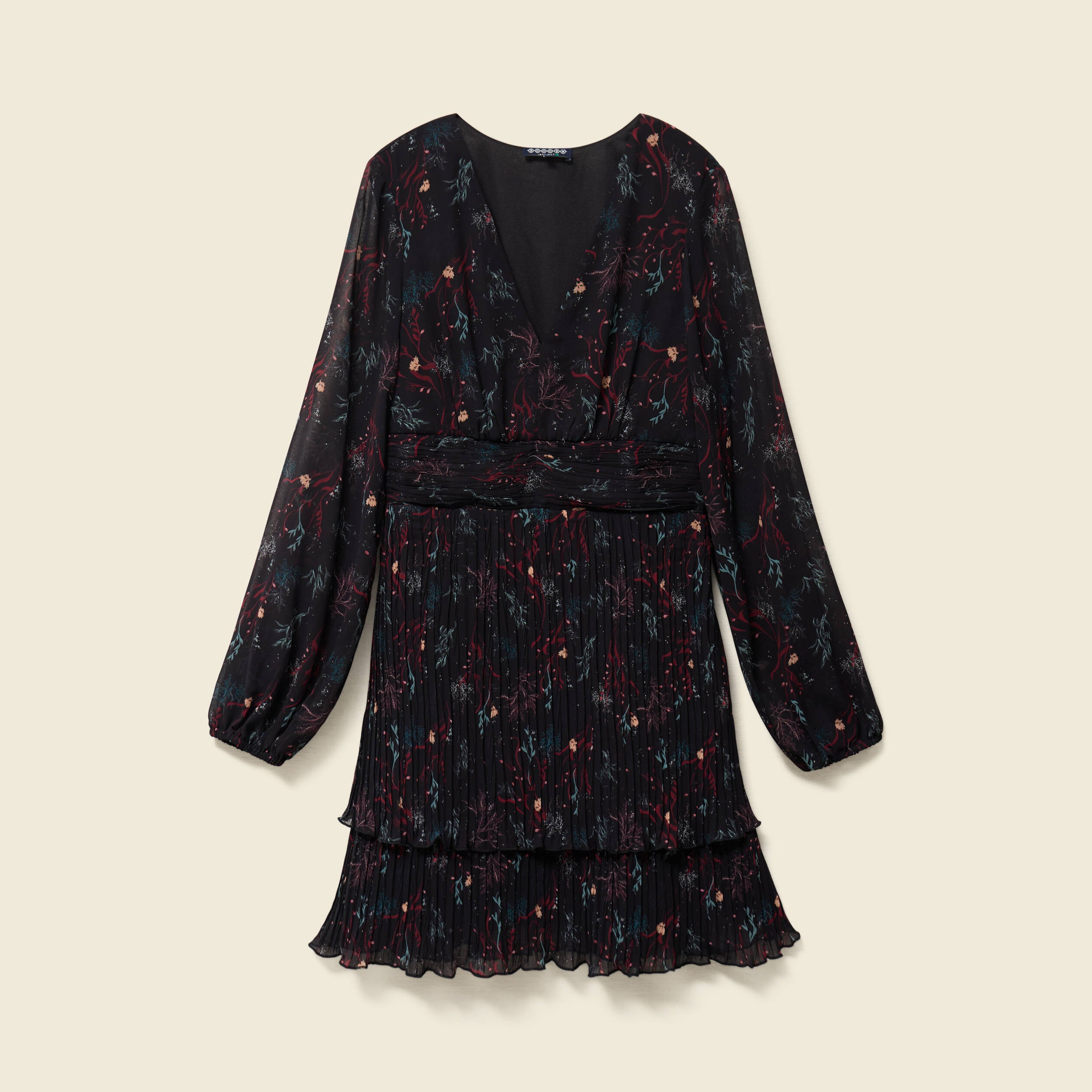 Robe &eacute;vas&eacute;e bas pliss&eacute; noir femme