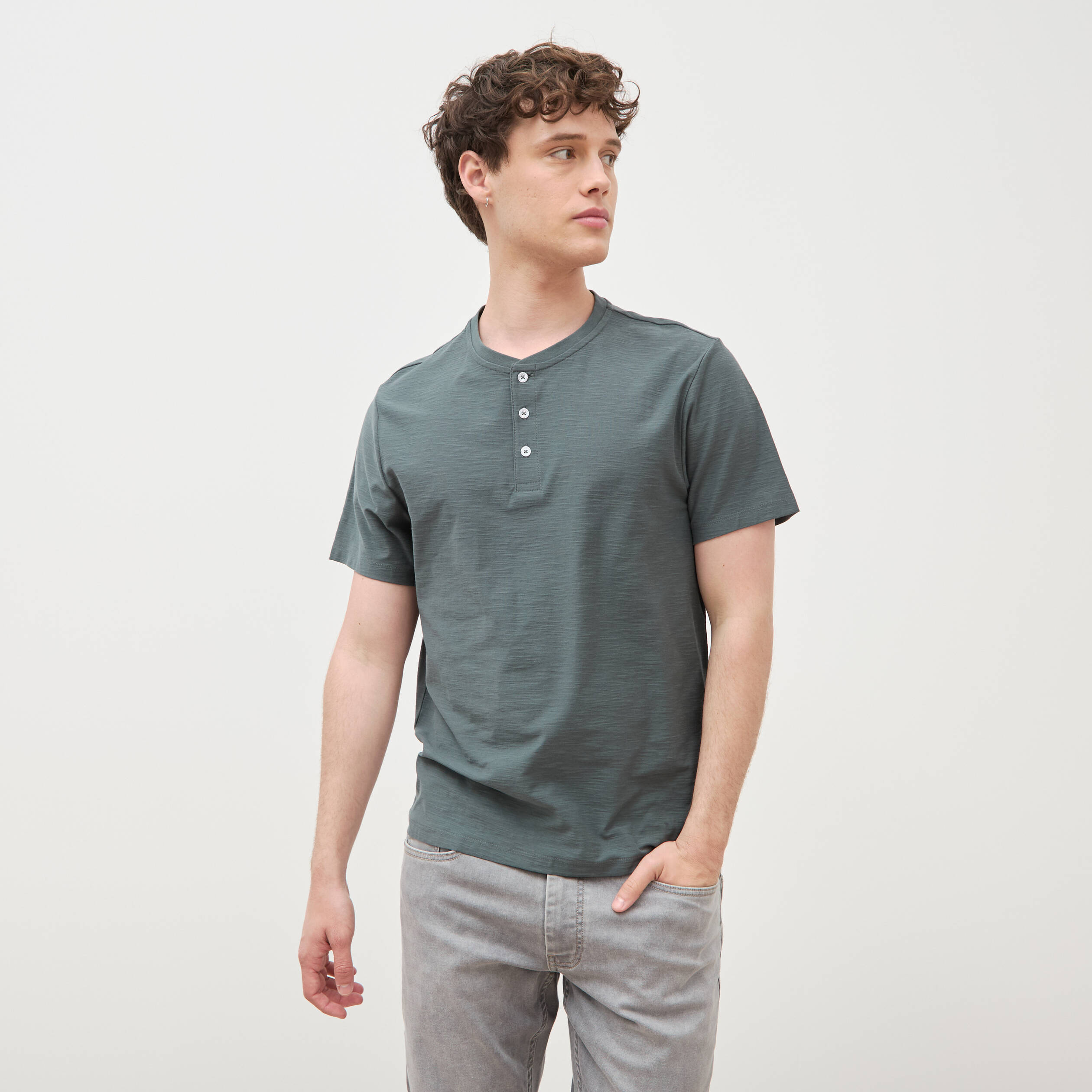 T-shirt manches courtes vert kaki homme