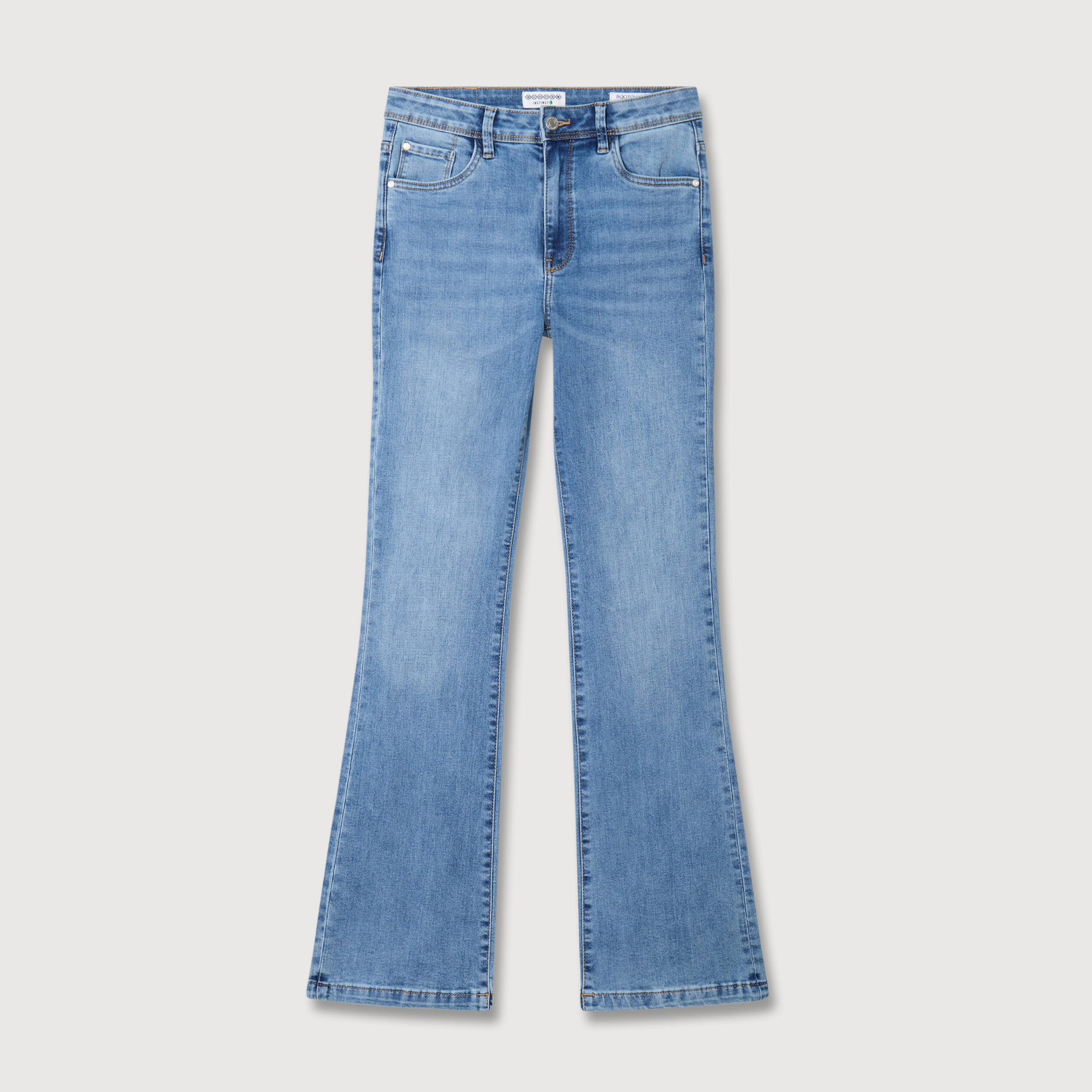 Jeans bootcut taille haute denim used femme