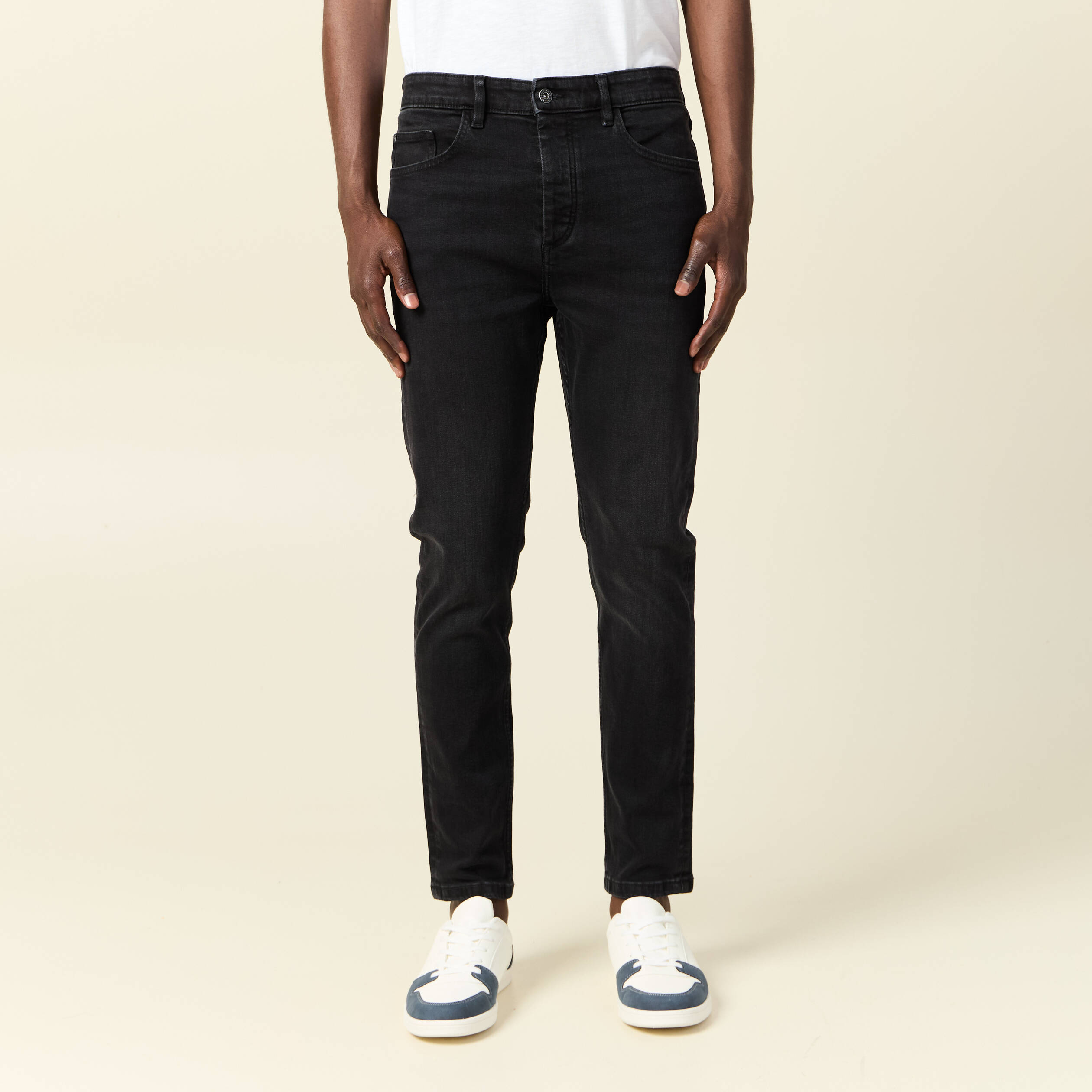 Jeans skinny tapered denim noir homme