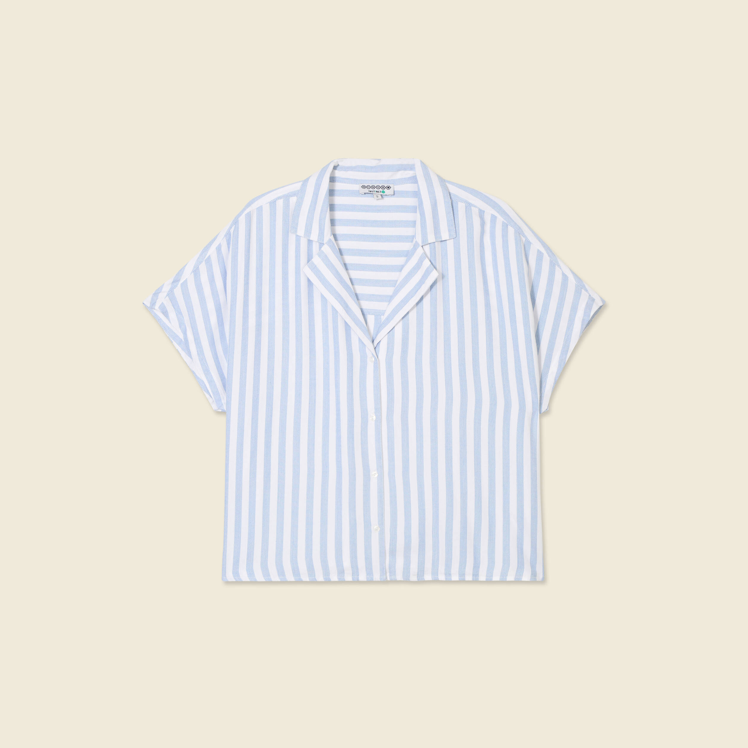 Chemise manches 3/4 bleu femme