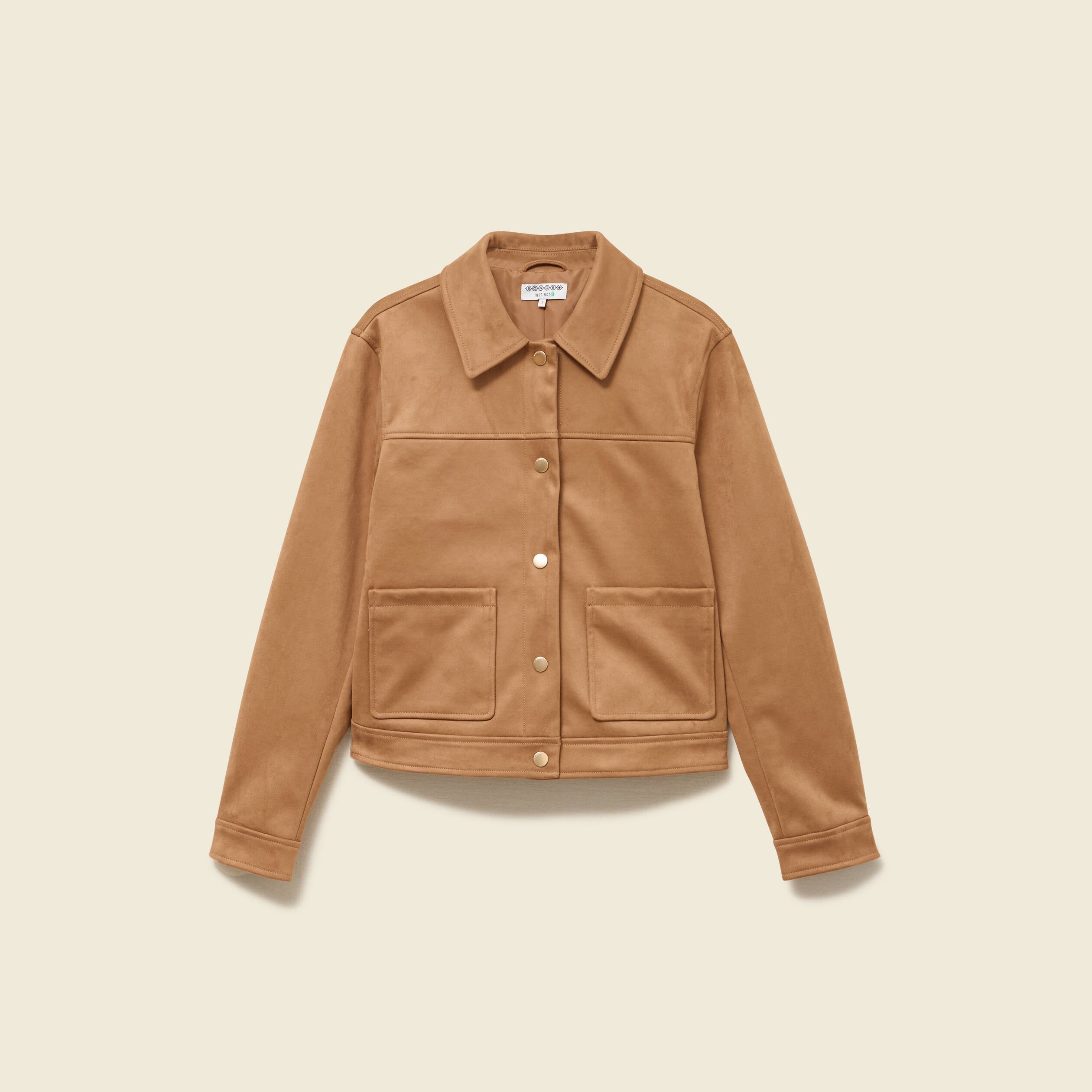 Blouson manches longues col classique marron femme