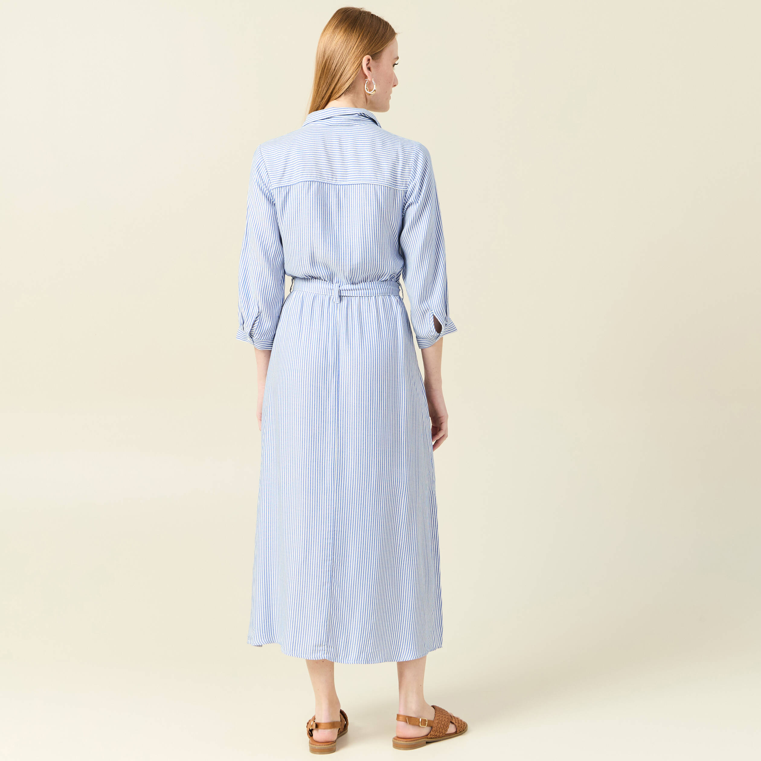 robe chemise eco responsable ecru femme Robe chemise éco-responsable ecru femme