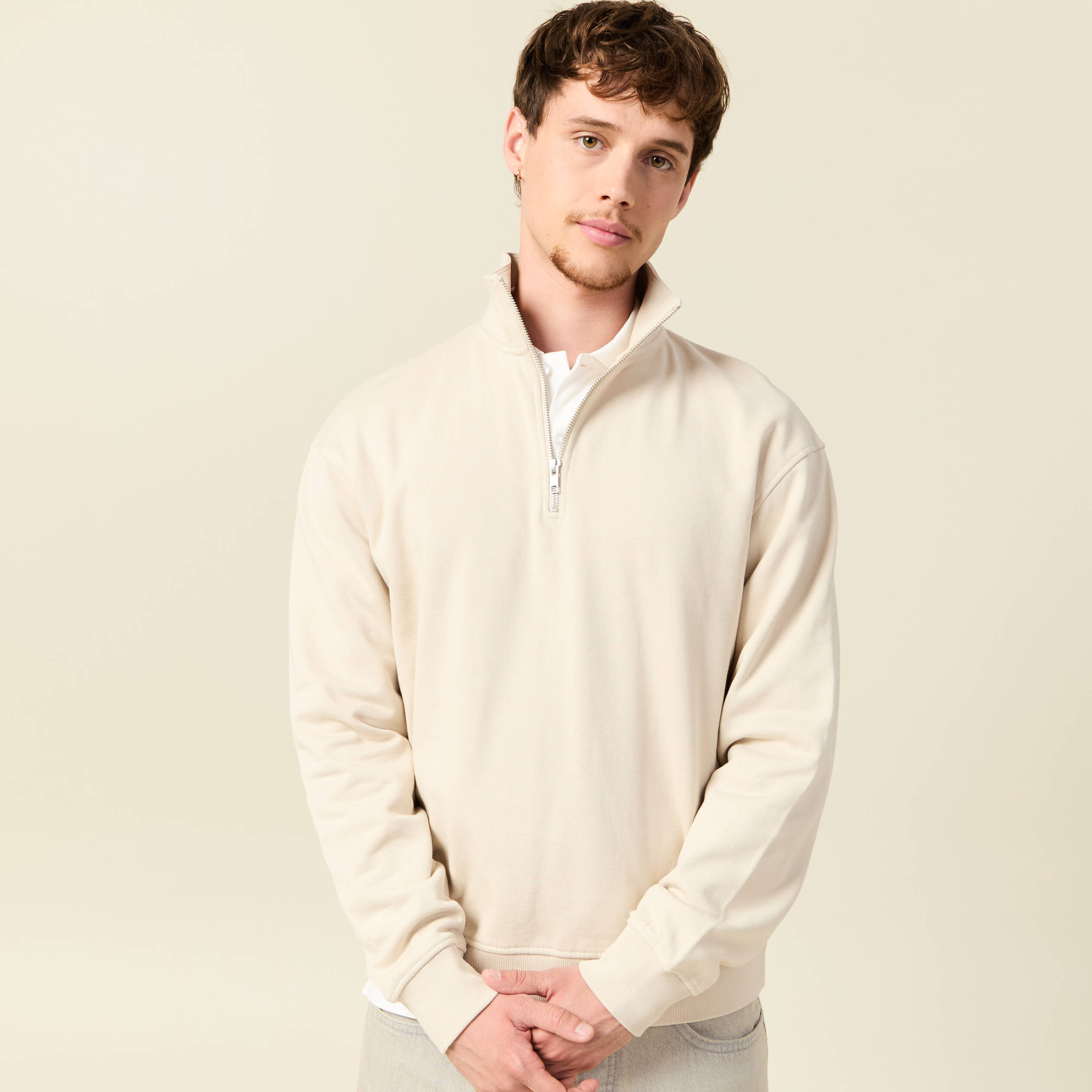Sweat manches longues en coton sable homme