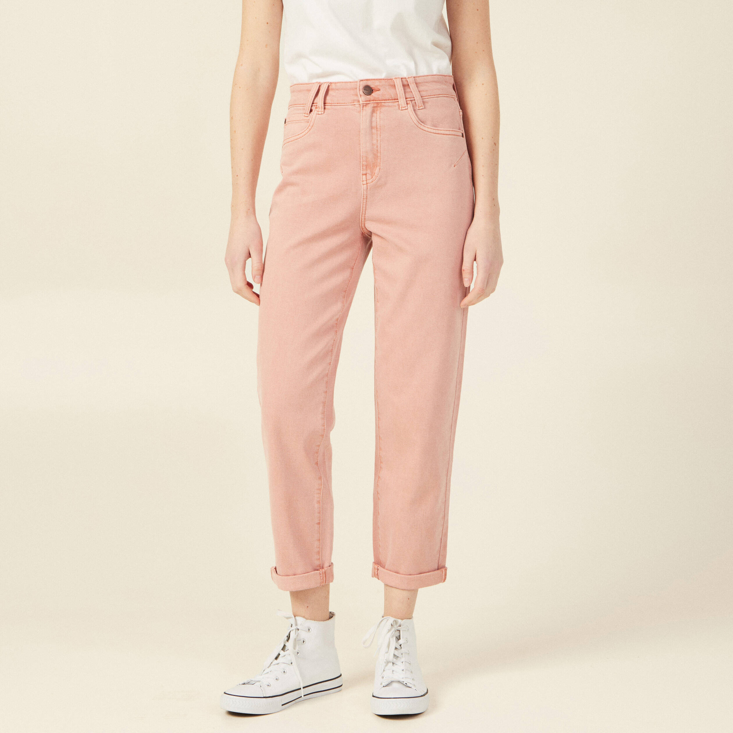 jeans boyfriend 78eme rouge clair femme Jeans boyfriend 7/8ème rouge clair femme