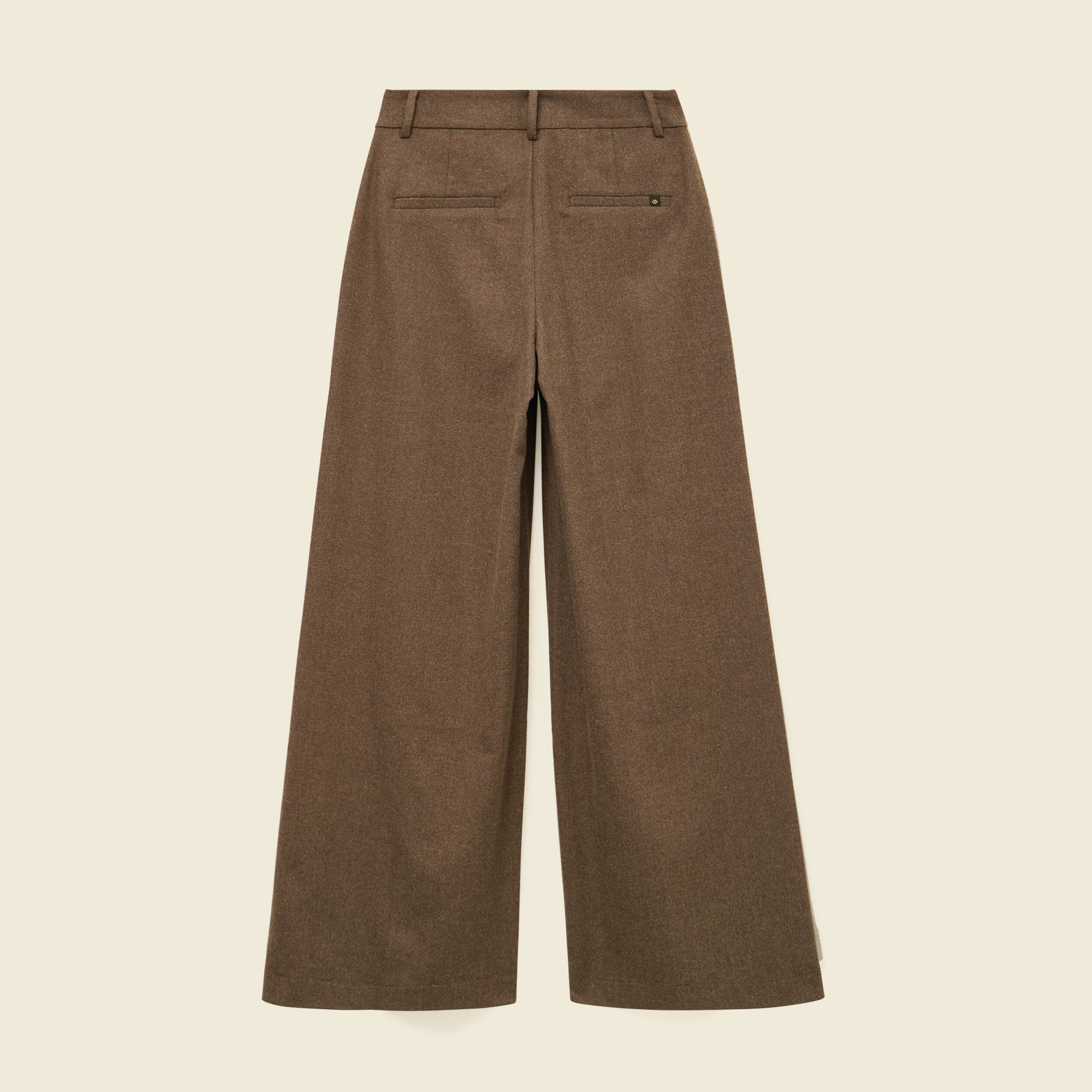 Pantalon large taille haute marron fonc&eacute; femme