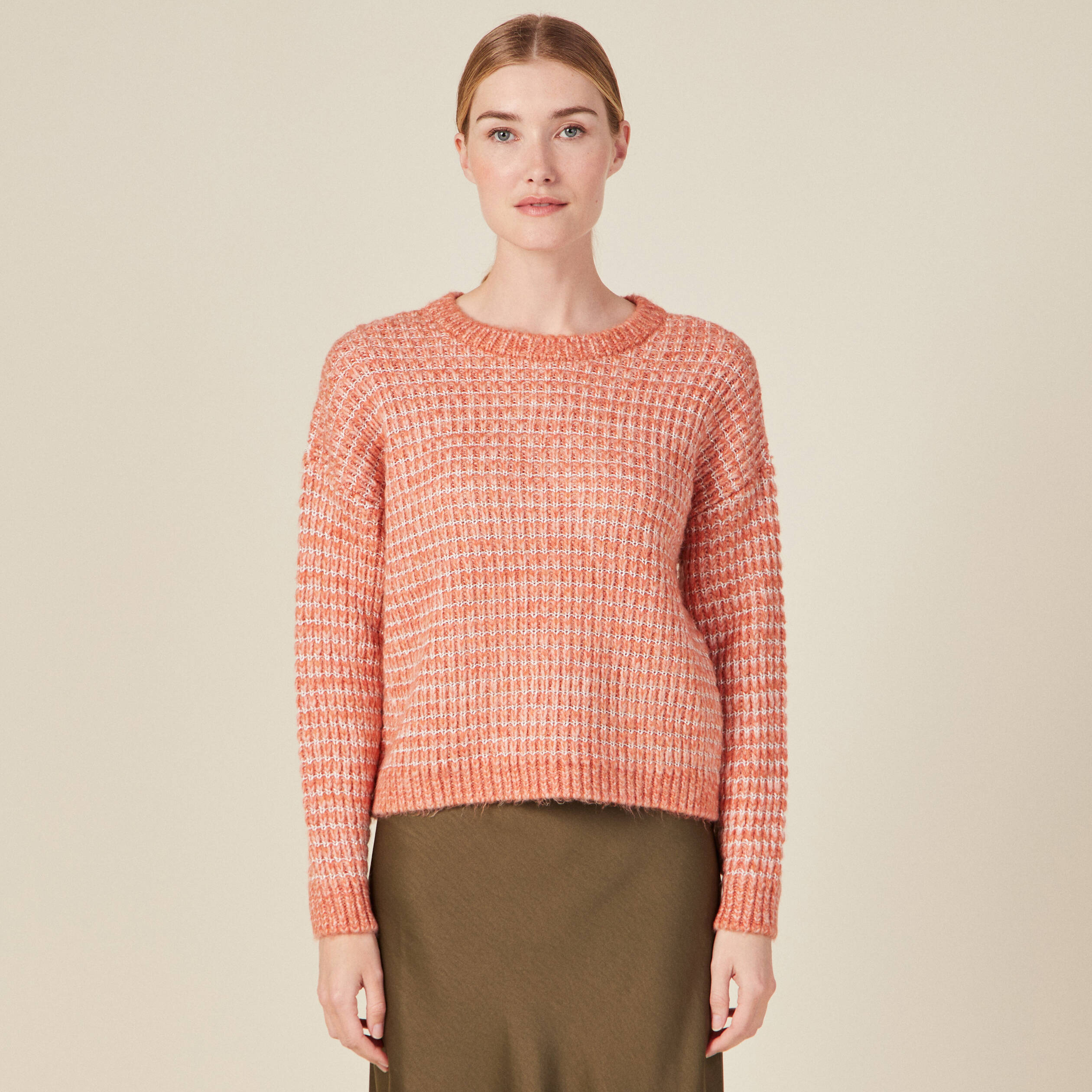 Pull manches longues rouge clair femme