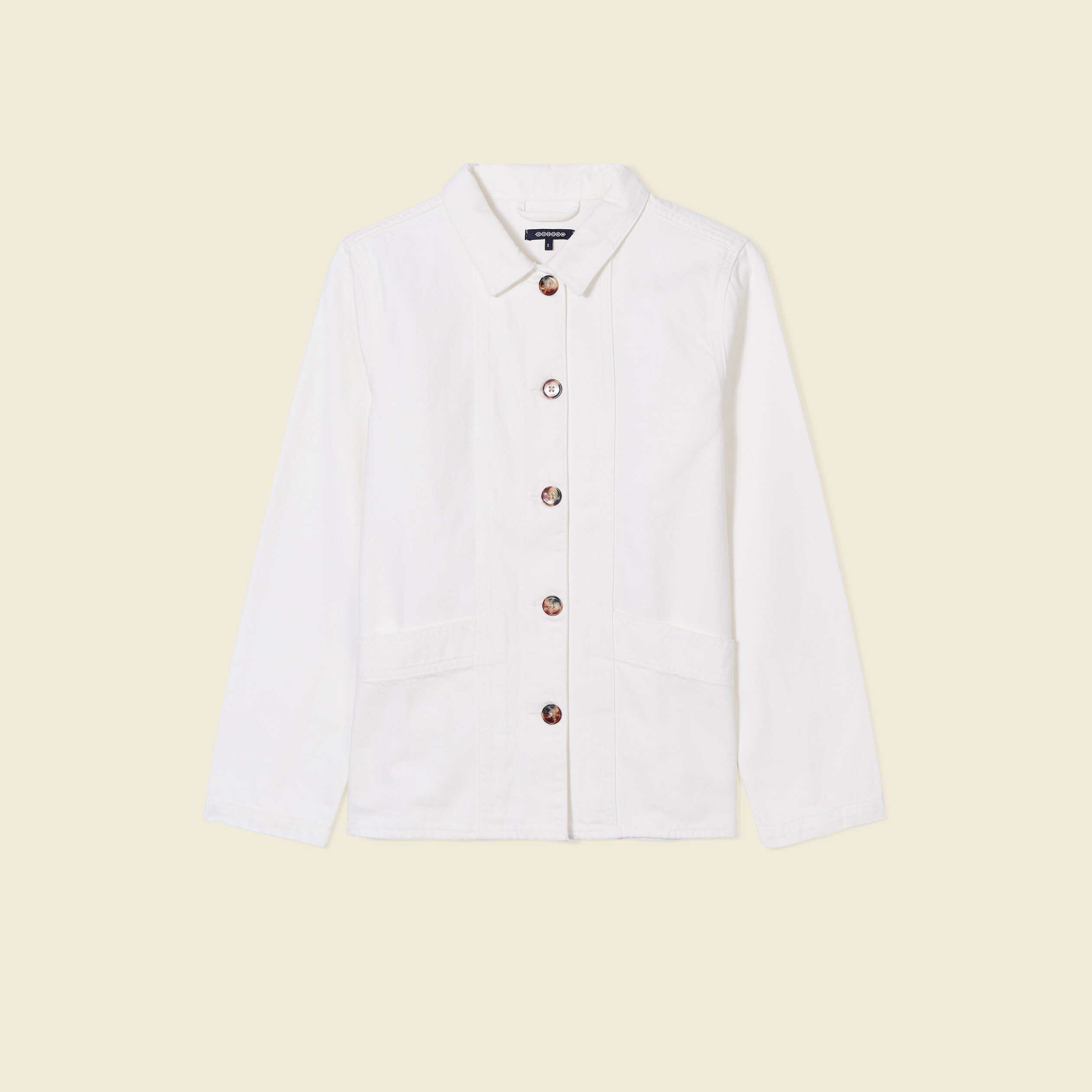 Surchemise droite boutonnée ecru femme