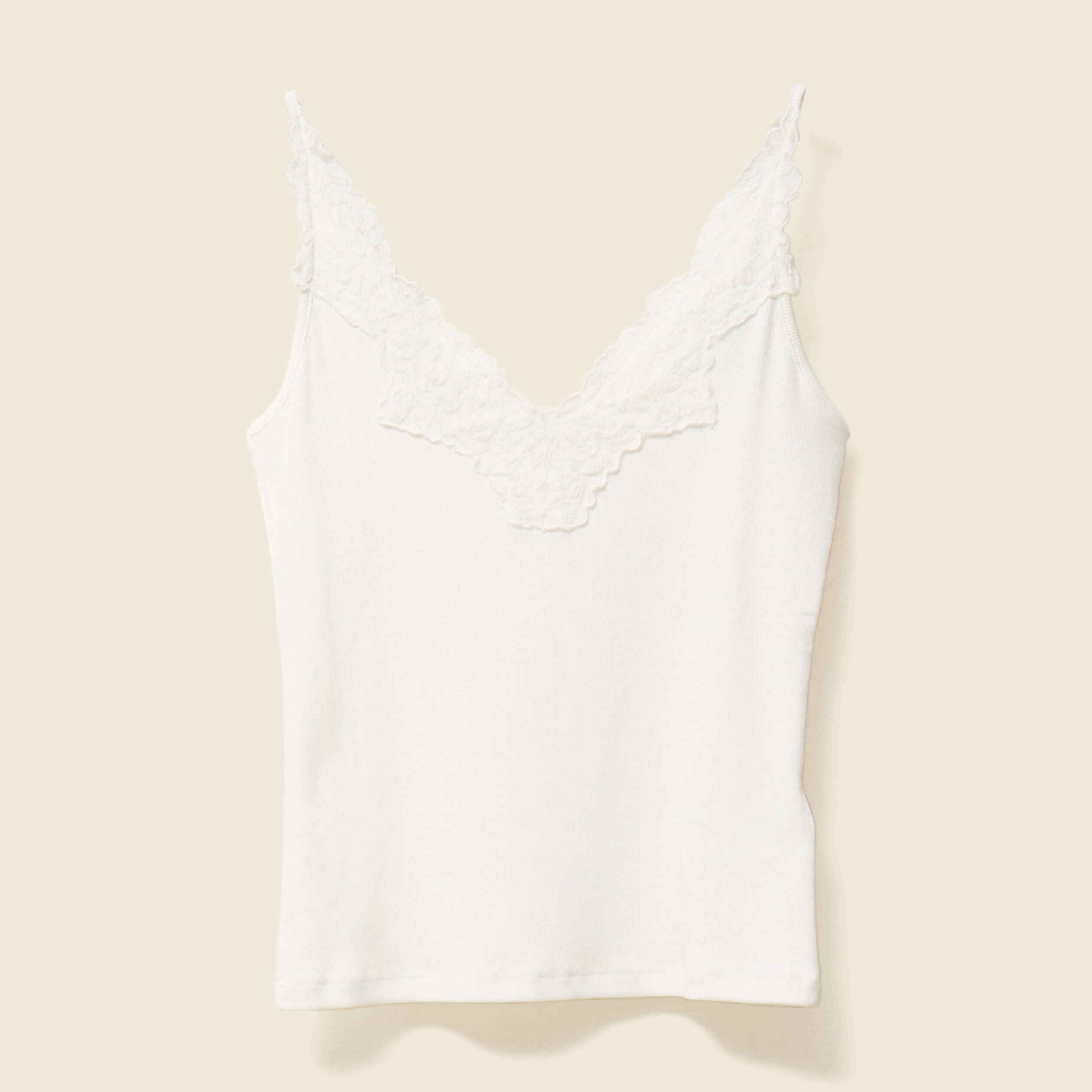 debardeur bretelles fines ecru femme Débardeur bretelles fines ecru femme