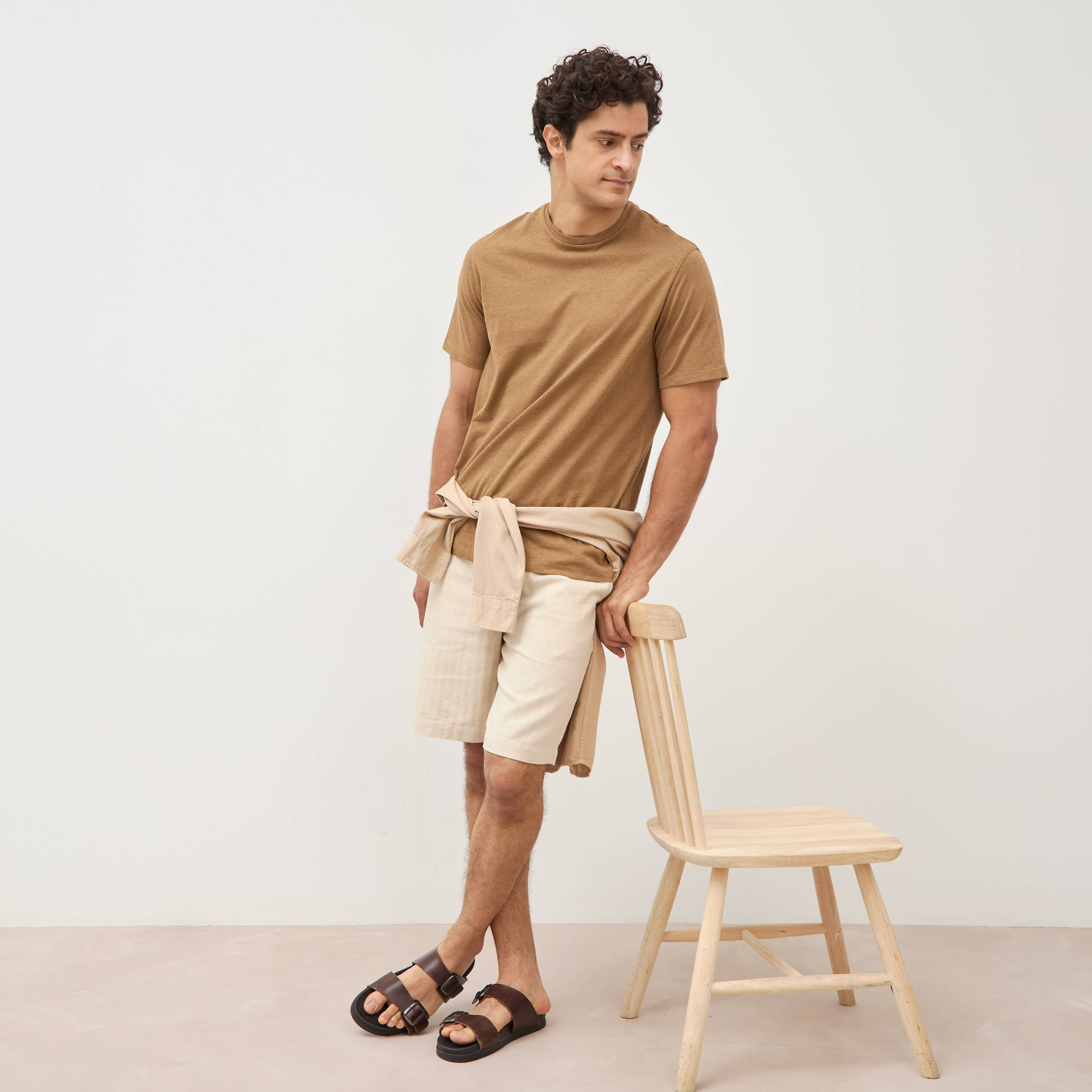 T-shirt ras de cou manches courtes vert kaki homme