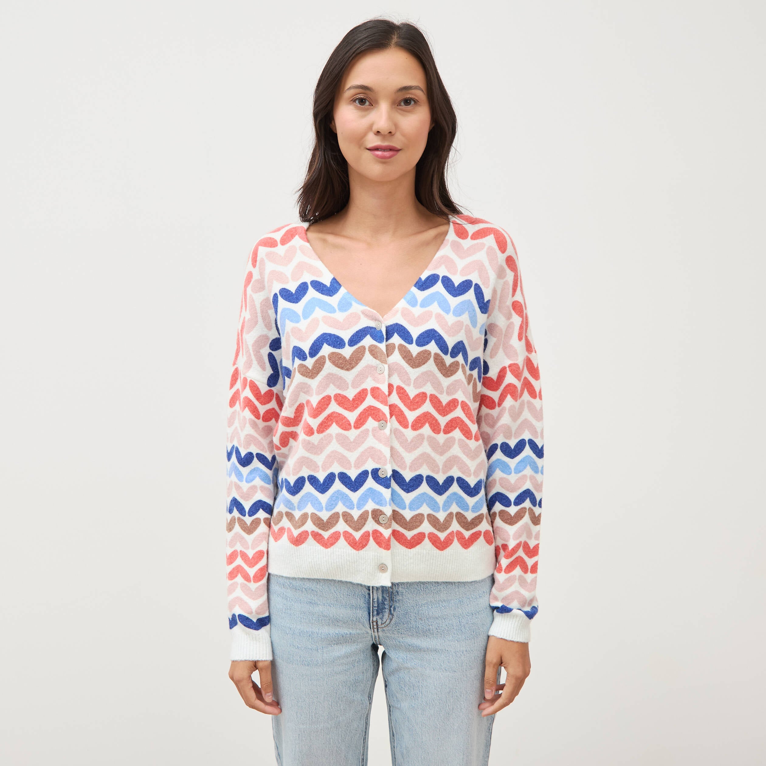 Gilet manches longues multicolore femme
