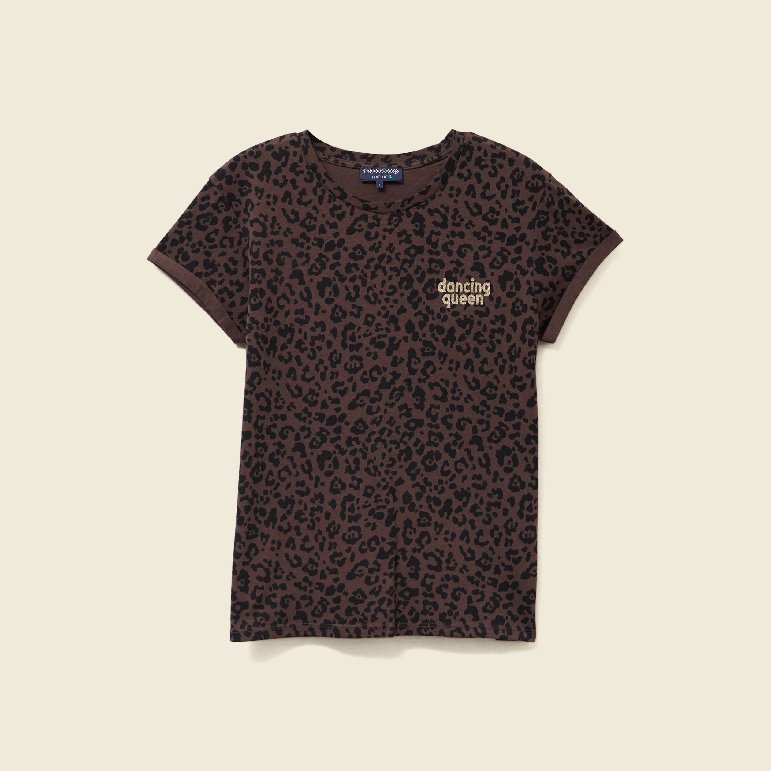 T-shirt manches courtes marron fonc&eacute; femme