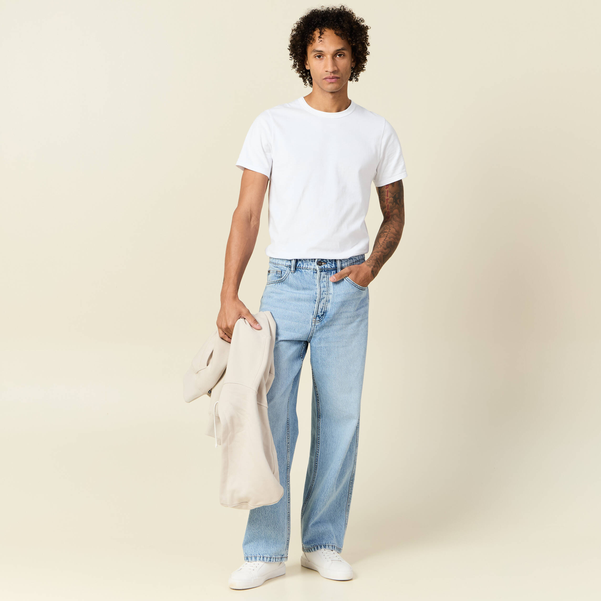 jeans loose 5 poches denim snow bleach homme Jeans loose 5 poches denim snow bleach homme