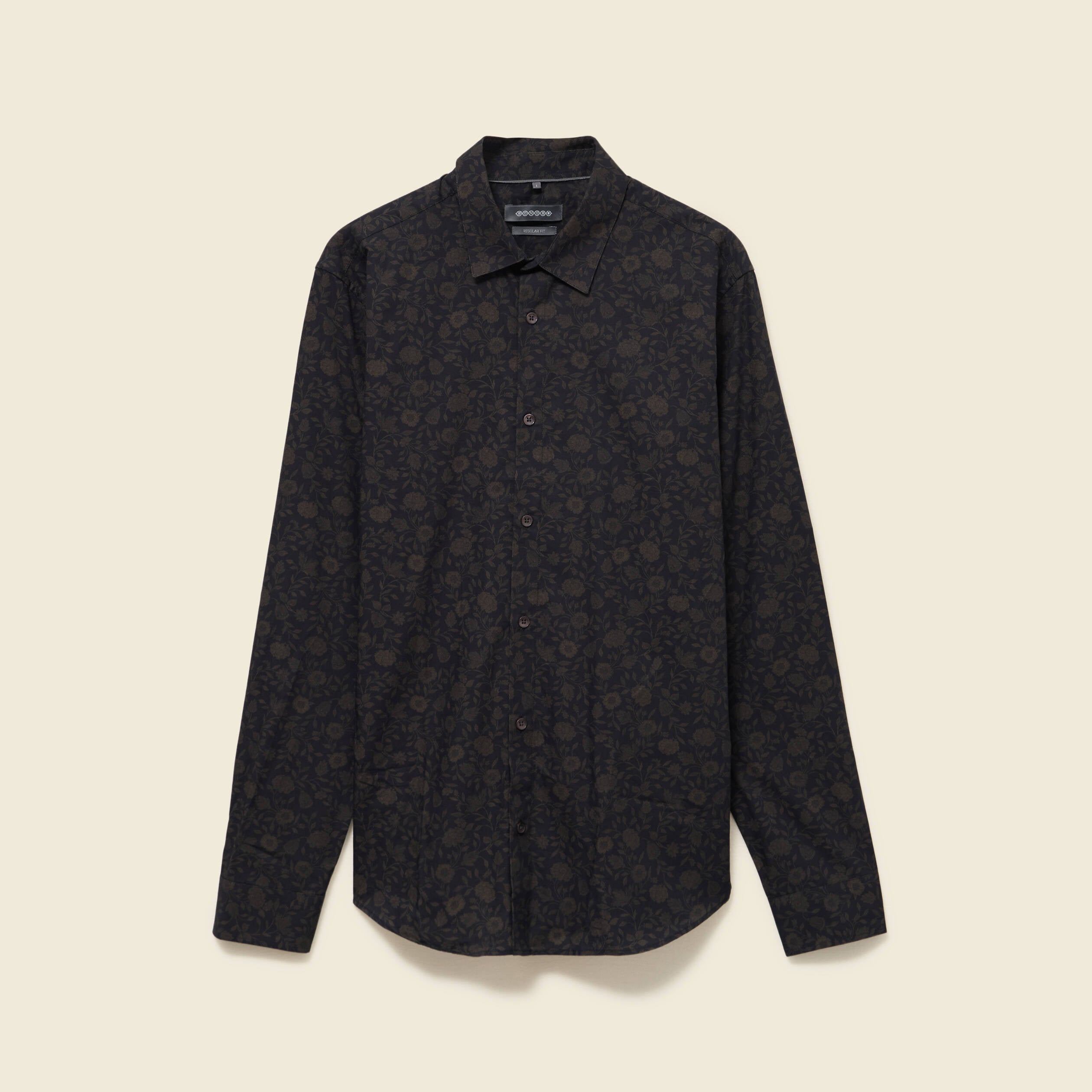 Chemise manches longues en coton noir homme