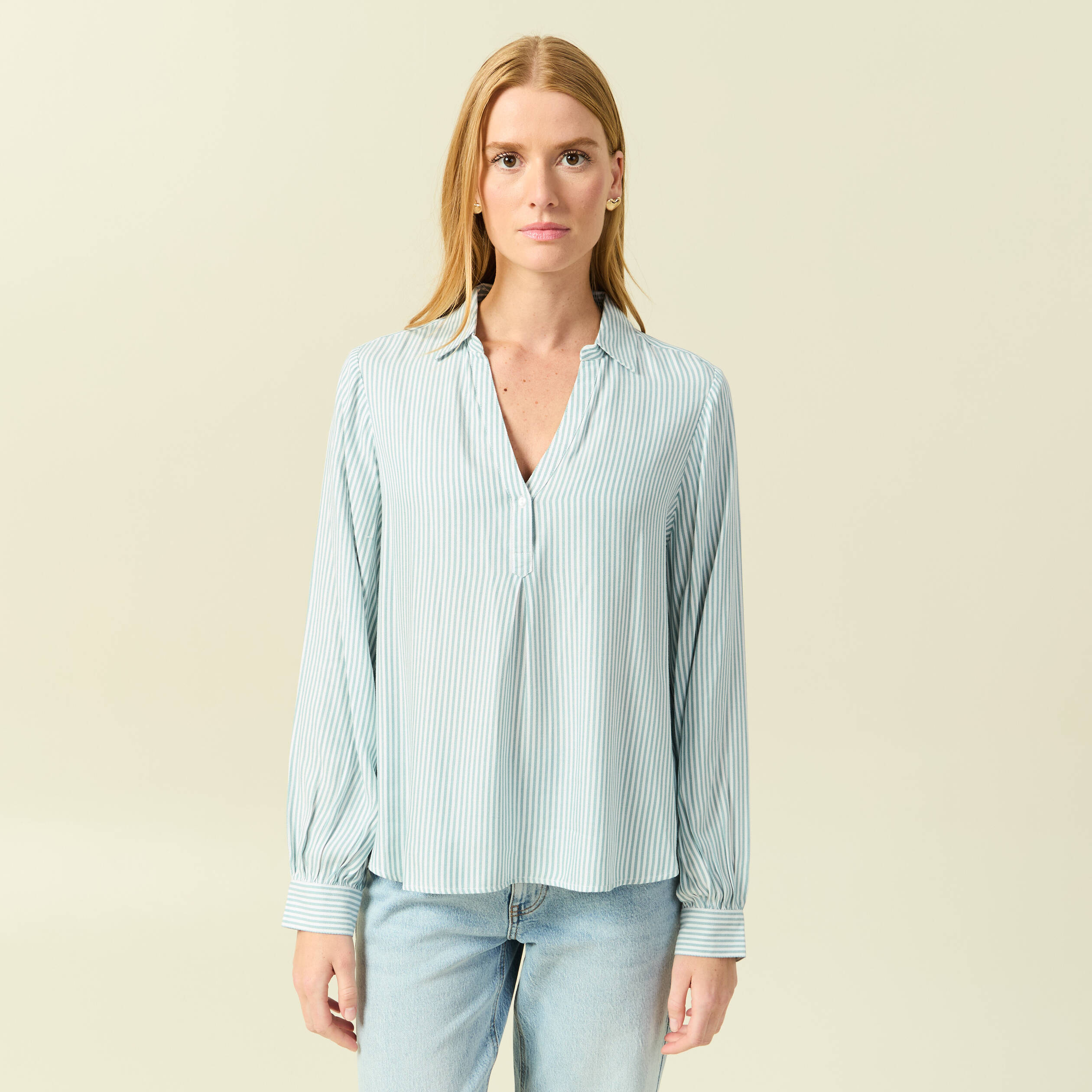 Blouse manches longues gris femme