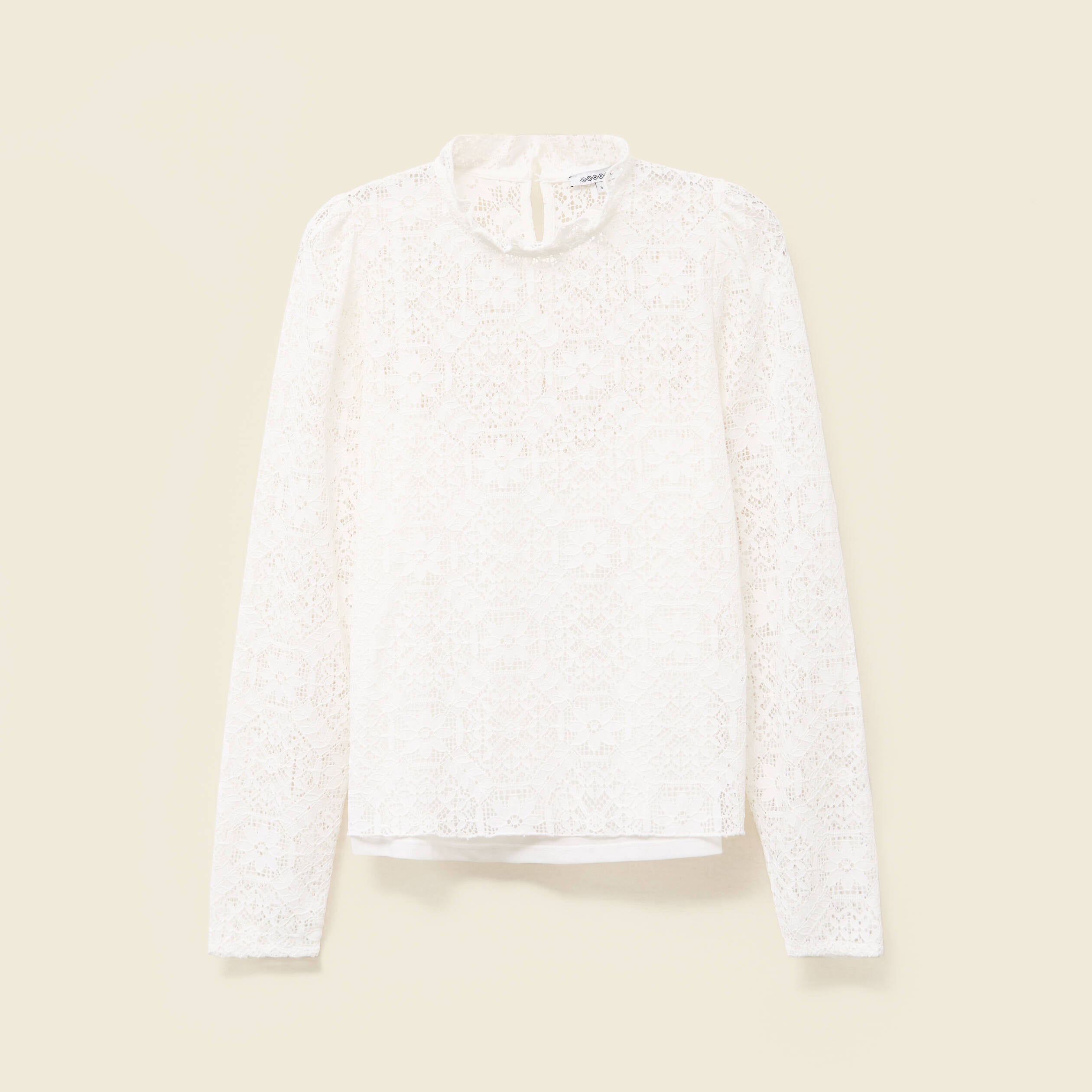 T-shirt droit court manches longues blanc femme