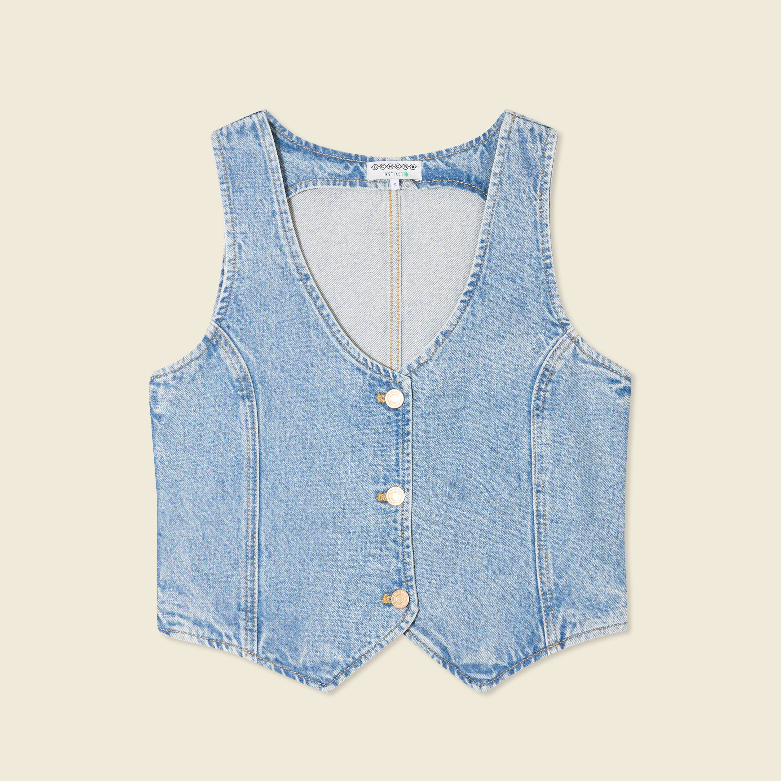 veston sans manches en jean denim used femme Veston sans manches en jean denim used femme