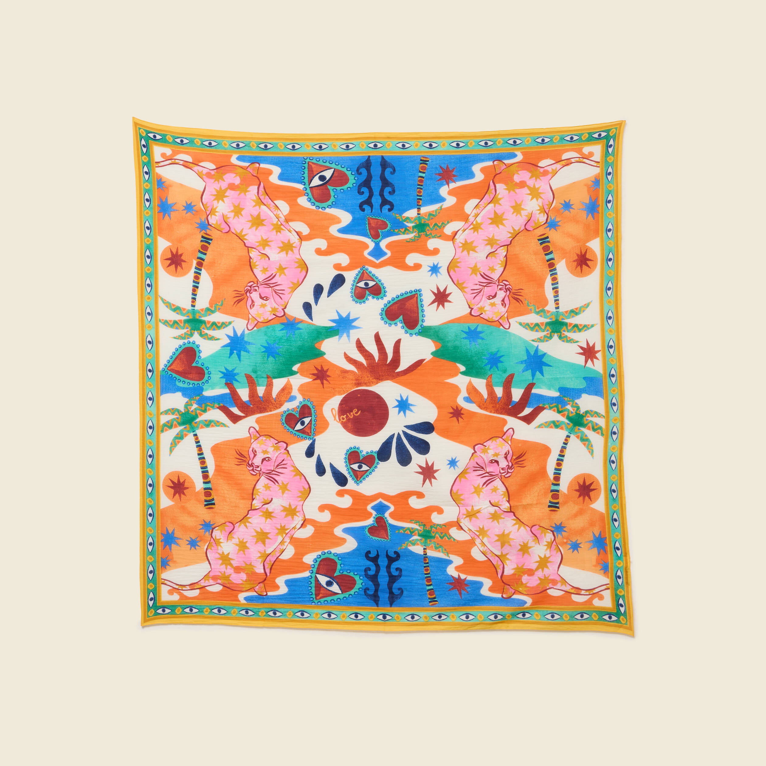 Foulard en coton satin&eacute; orange clair femme