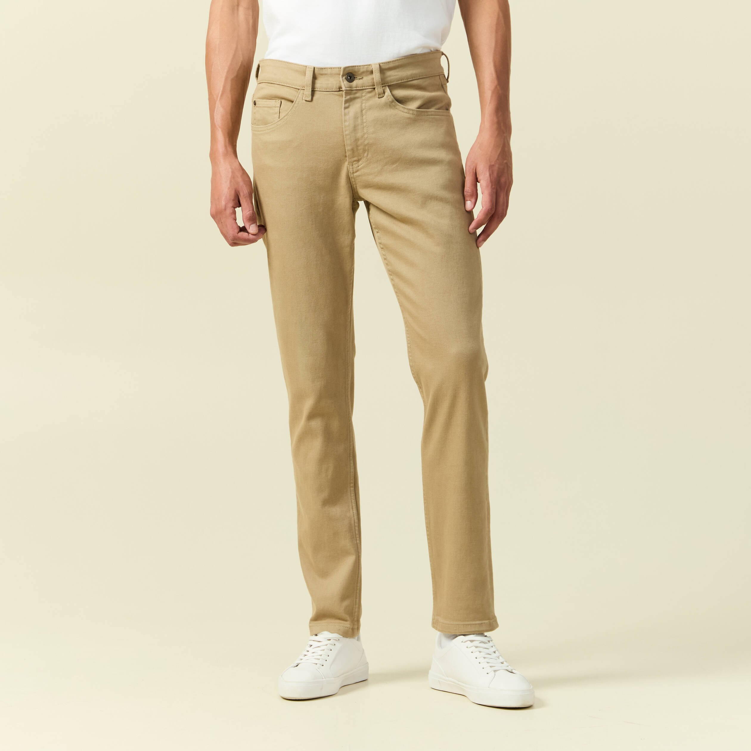 Jeans slim longueur 32 beige homme