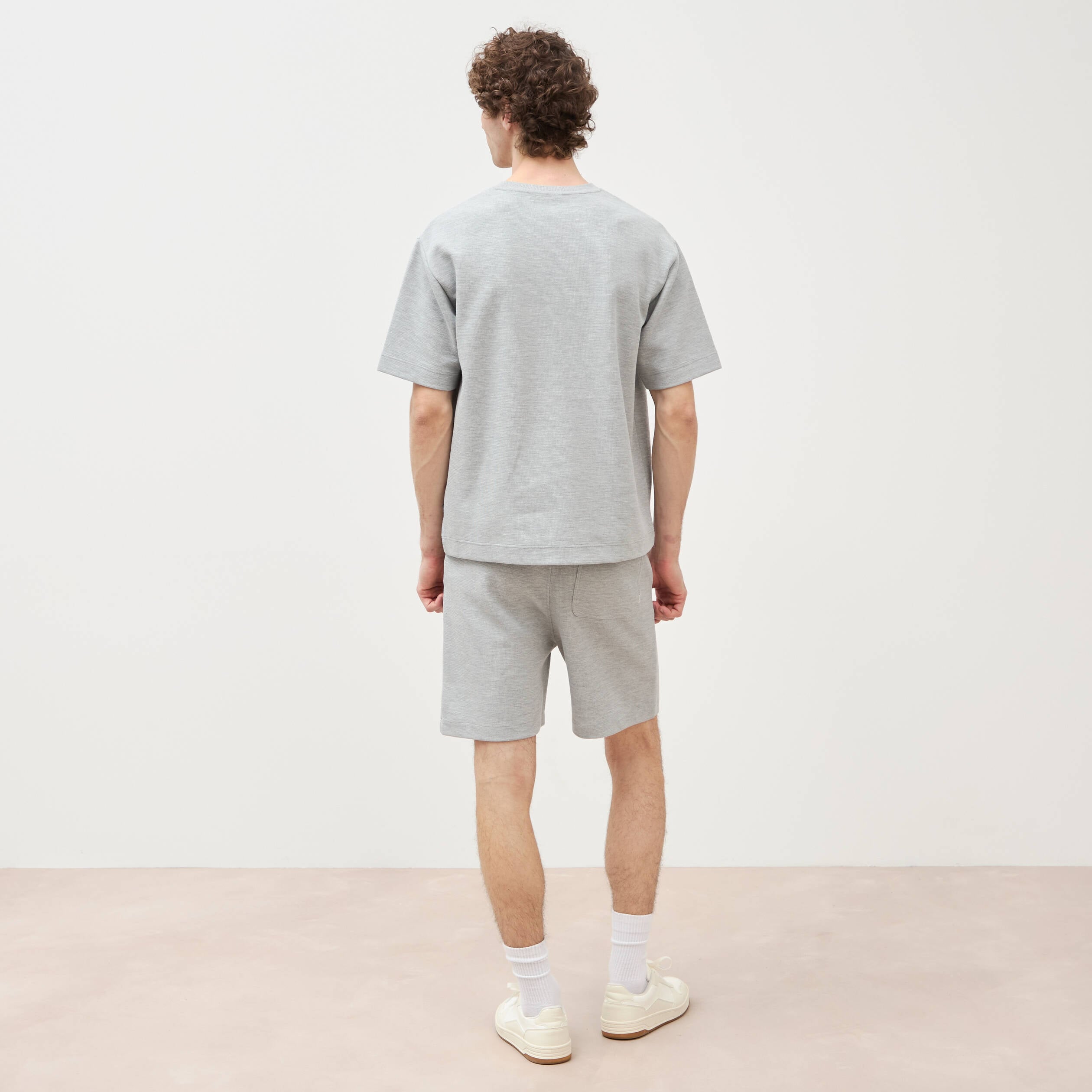 T-shirt ample col rond manches courtes gris homme