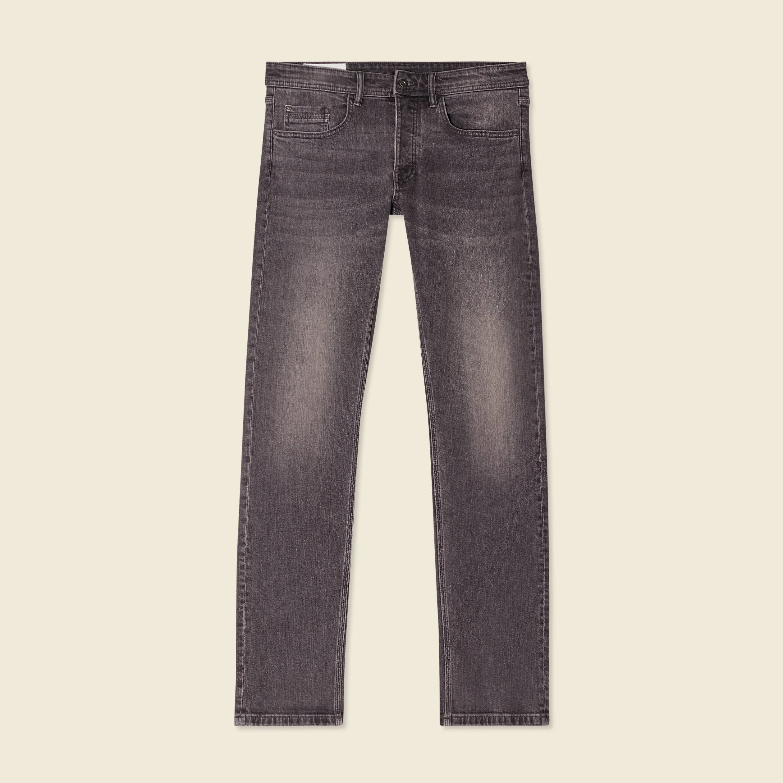 Jeans straight 5 poches denim gris homme