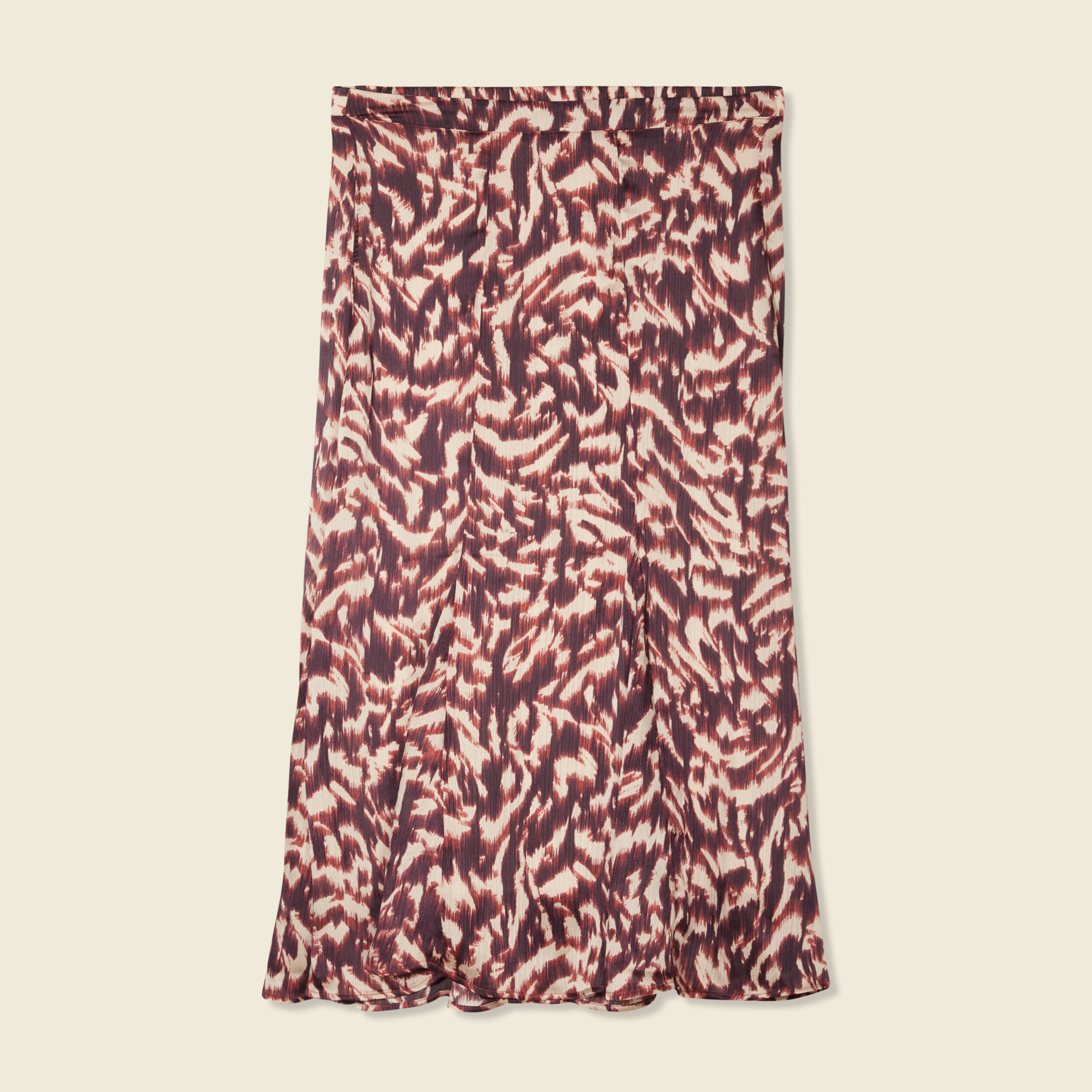 jupe midi evasee fluide marron femme Jupe midi évasée fluide marron femme