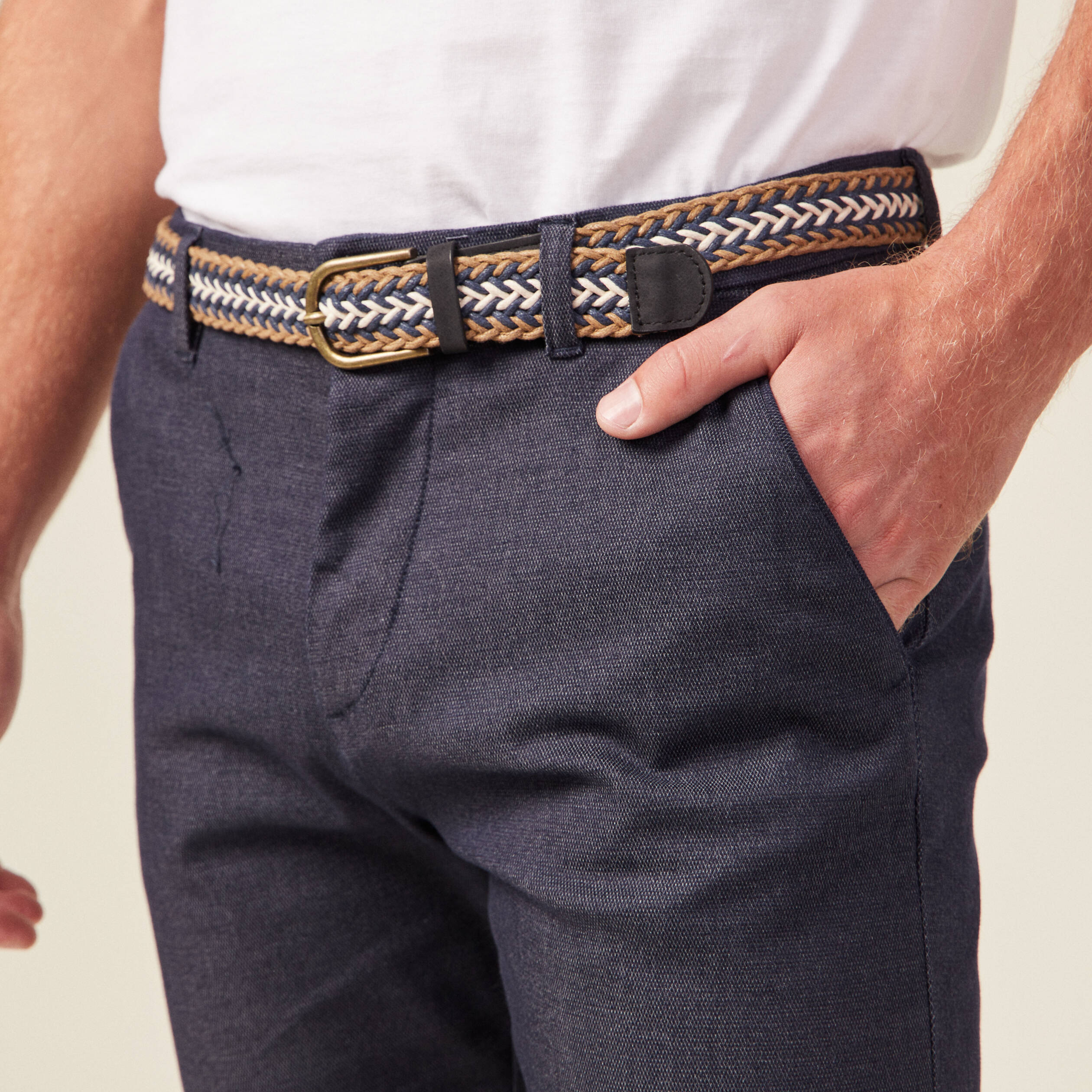 Pantalon chino straight bleu marine homme