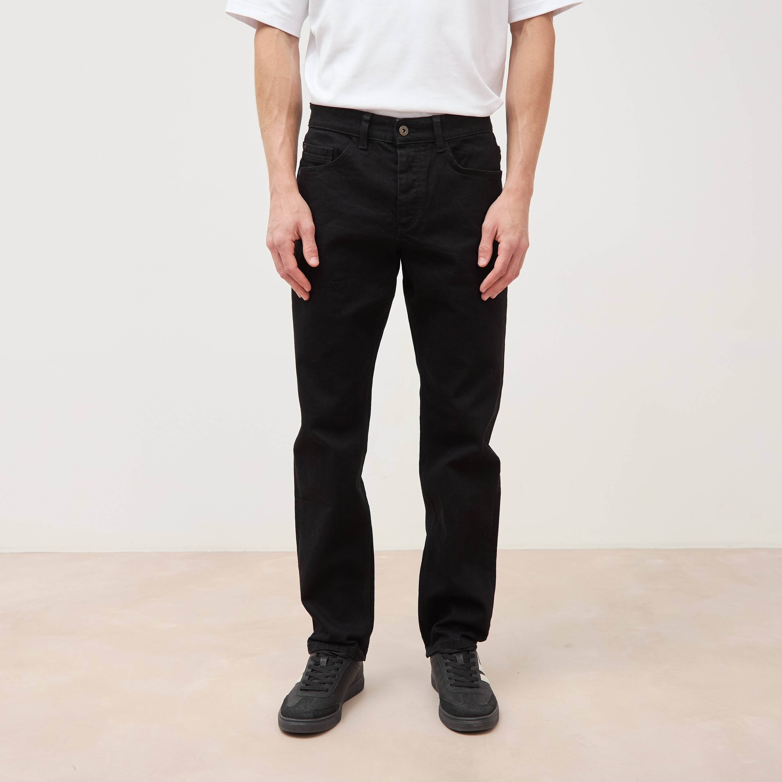 Jeans straight longueur 32 denim noir homme
