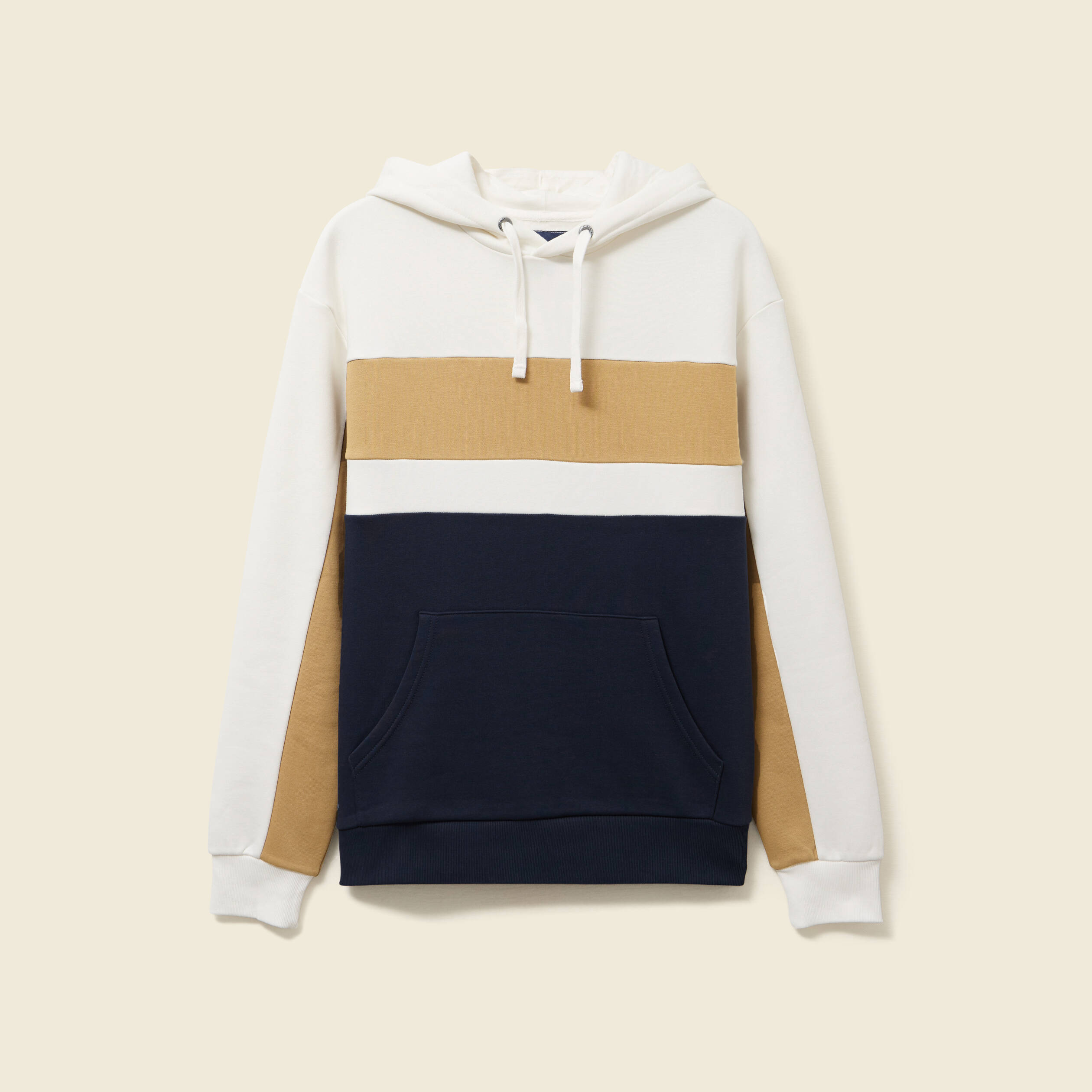 Sweat &agrave; capuche manches longues ecru homme