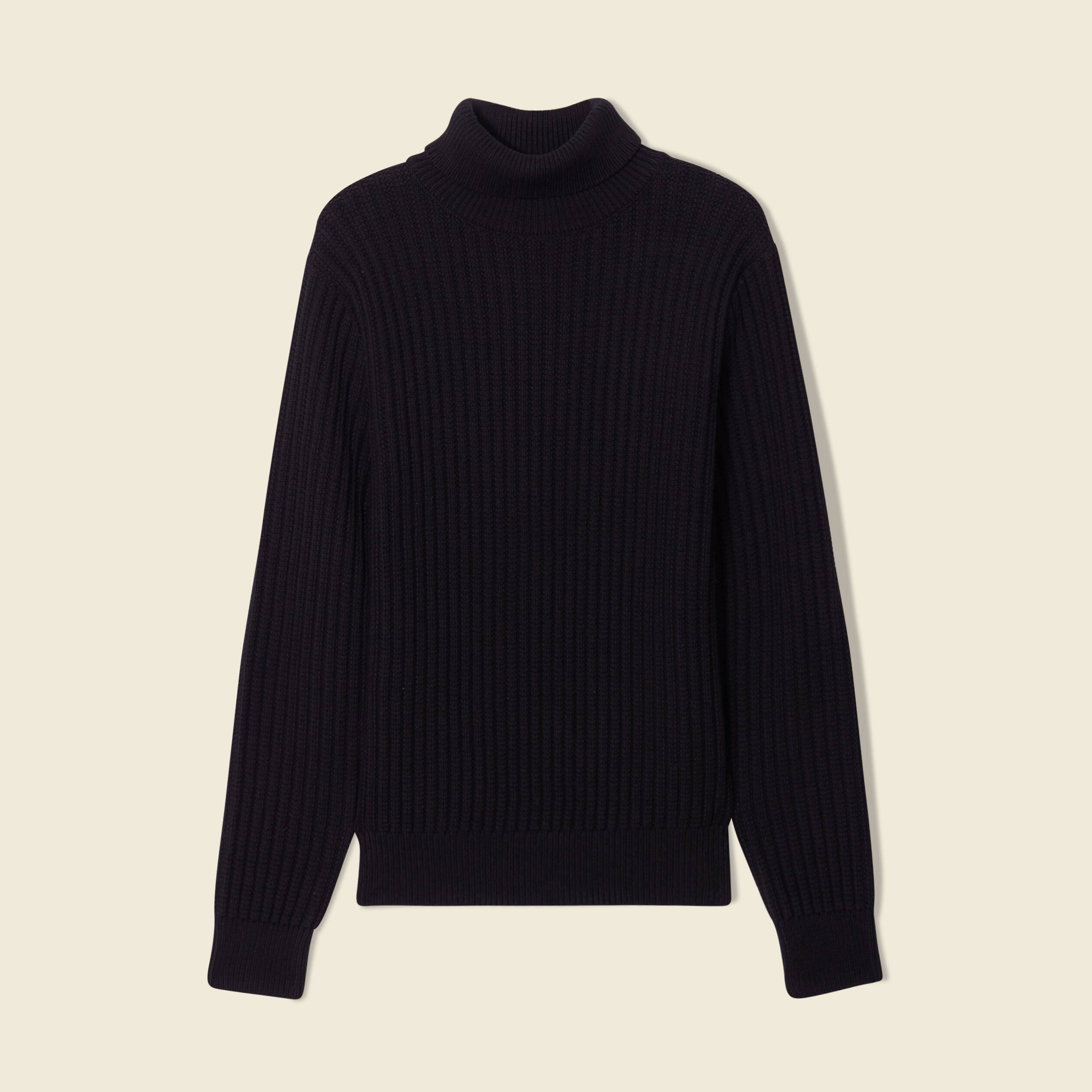 Pull manches longues col roulé noir homme