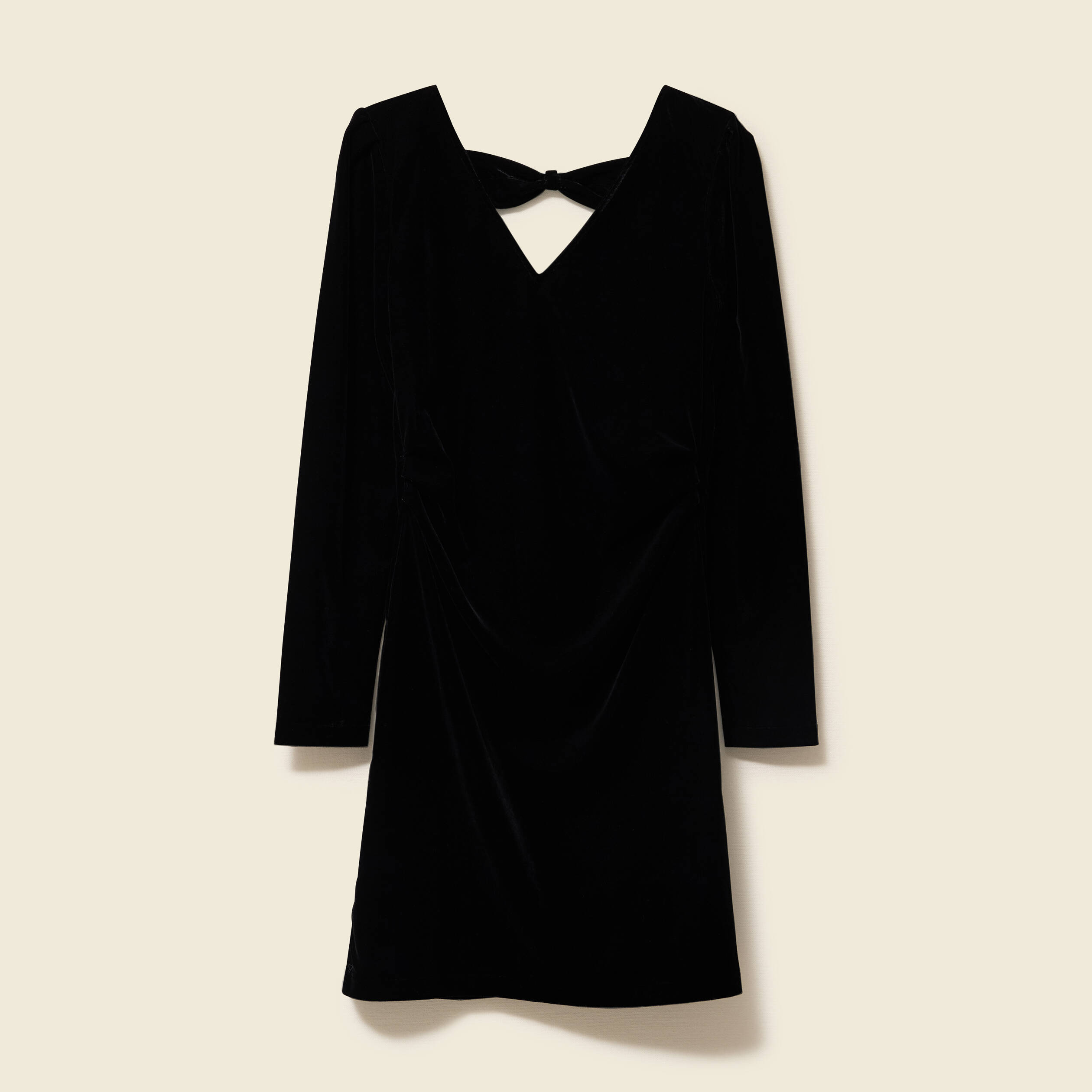 Robe manches longues en velours noir femme
