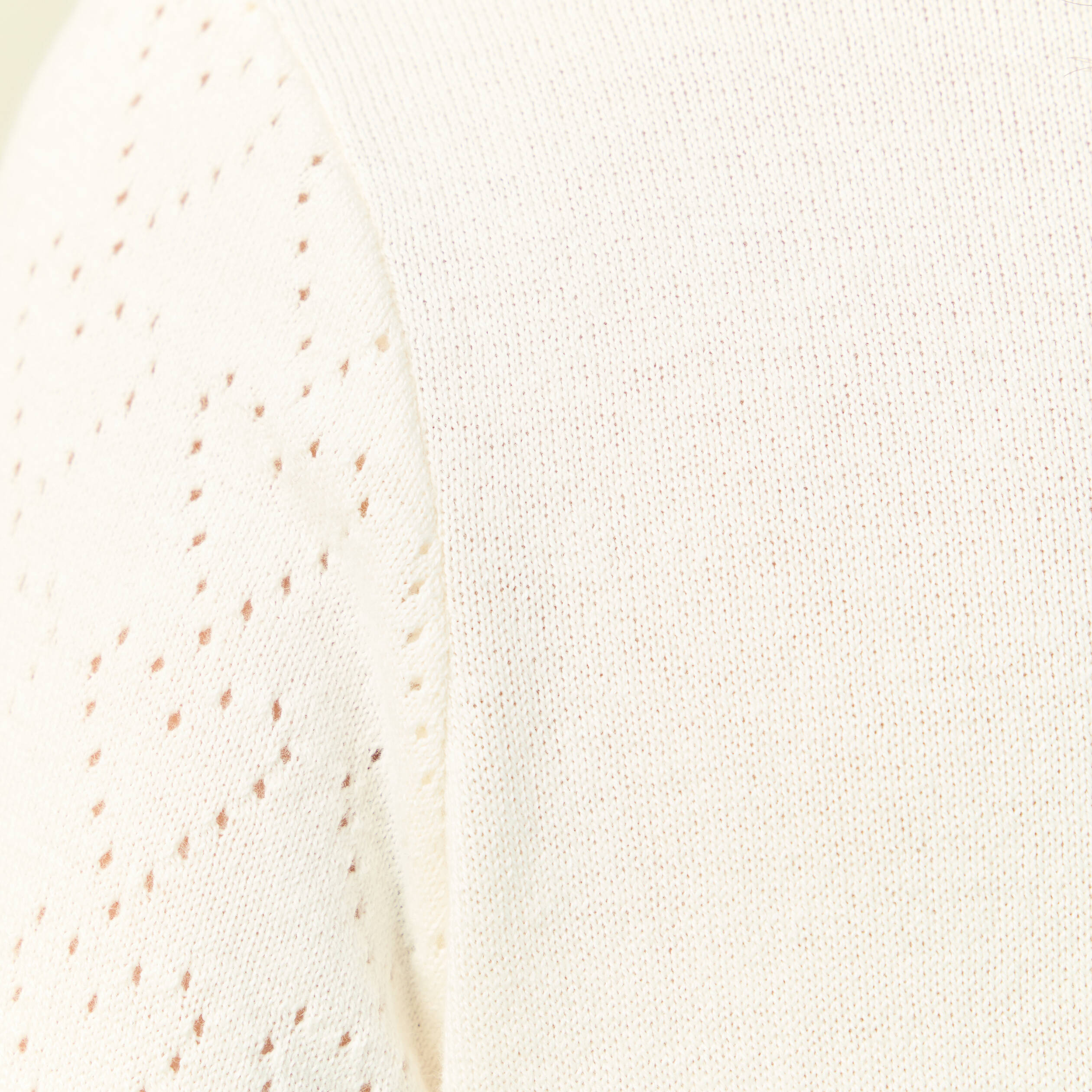 Pull ajour&eacute; manches longues en coton ecru femme