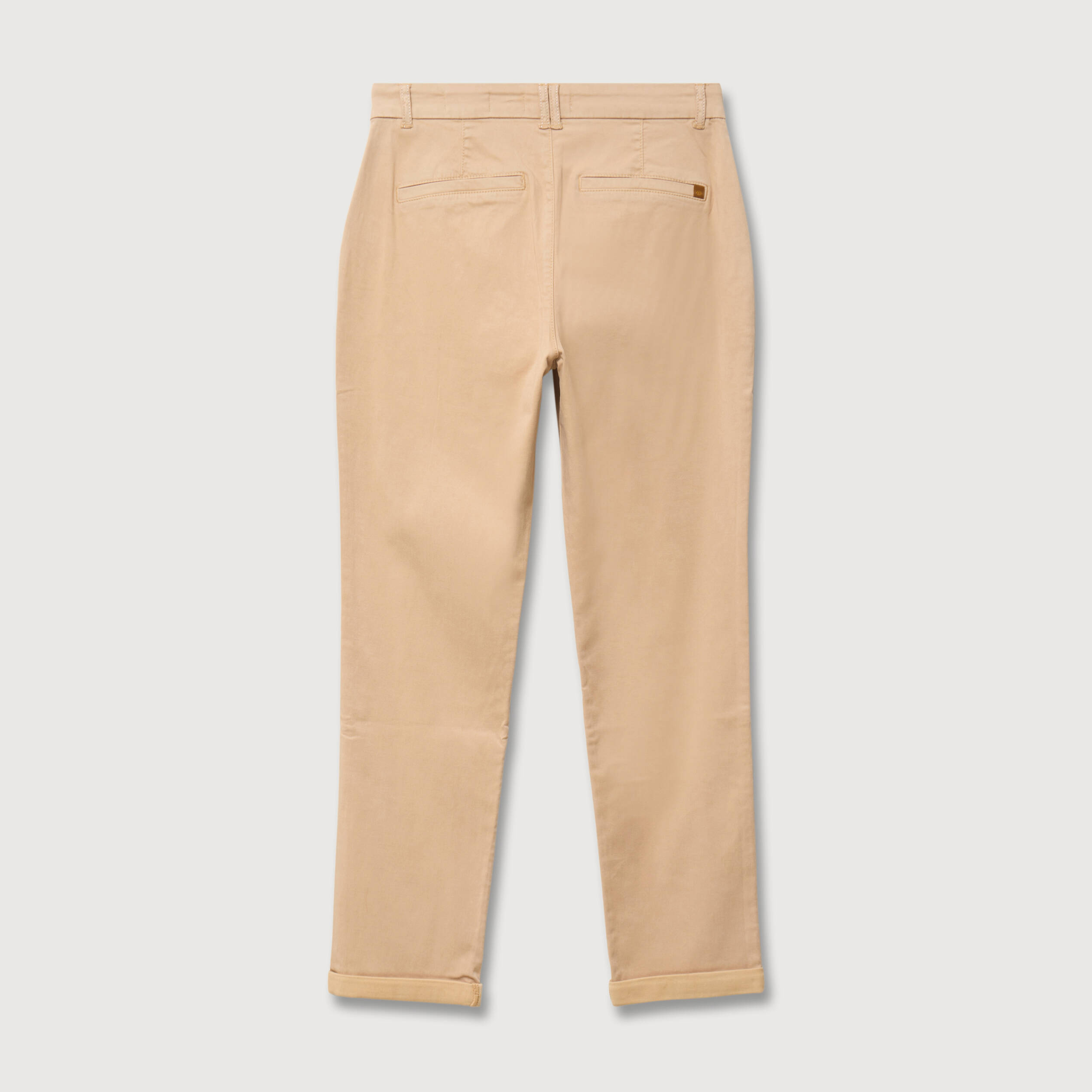 Chino cigarette 7/8&egrave;me taille haute marron clair femme