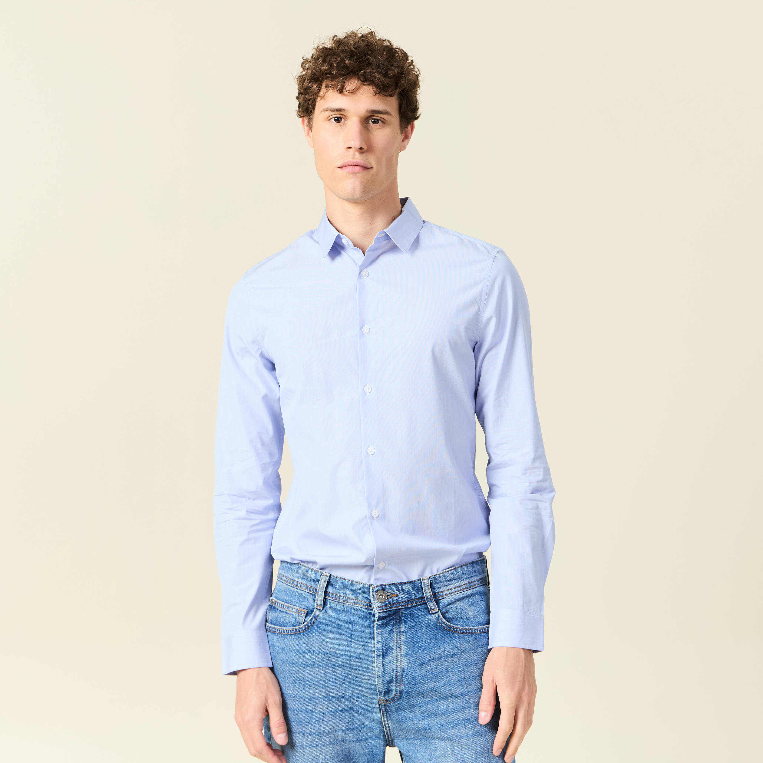 chemise homme Redmond unie bleu col boutonné coupe large - Homm & Gars