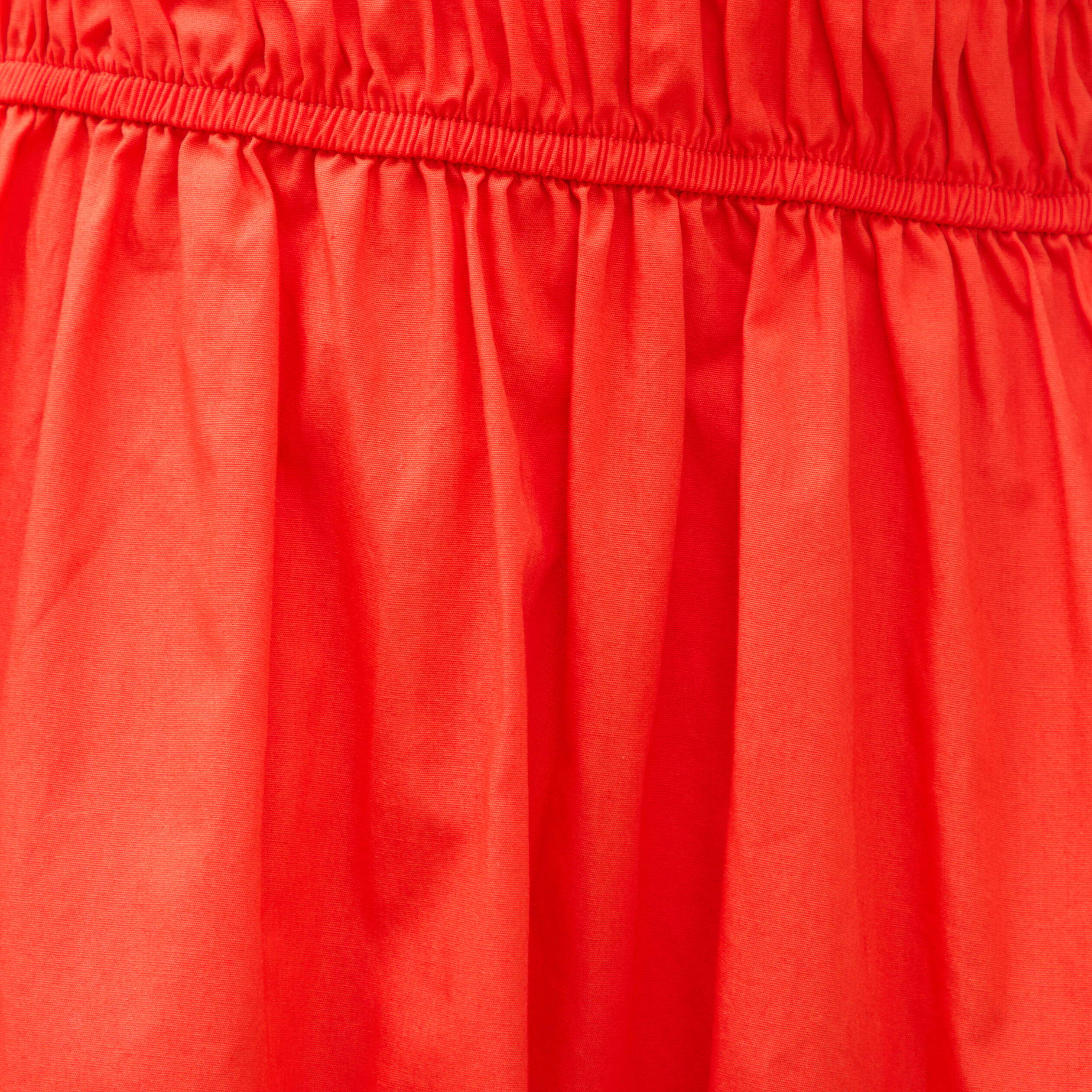 Robe bretelles col carr&eacute; en coton orange fonc&eacute; femme