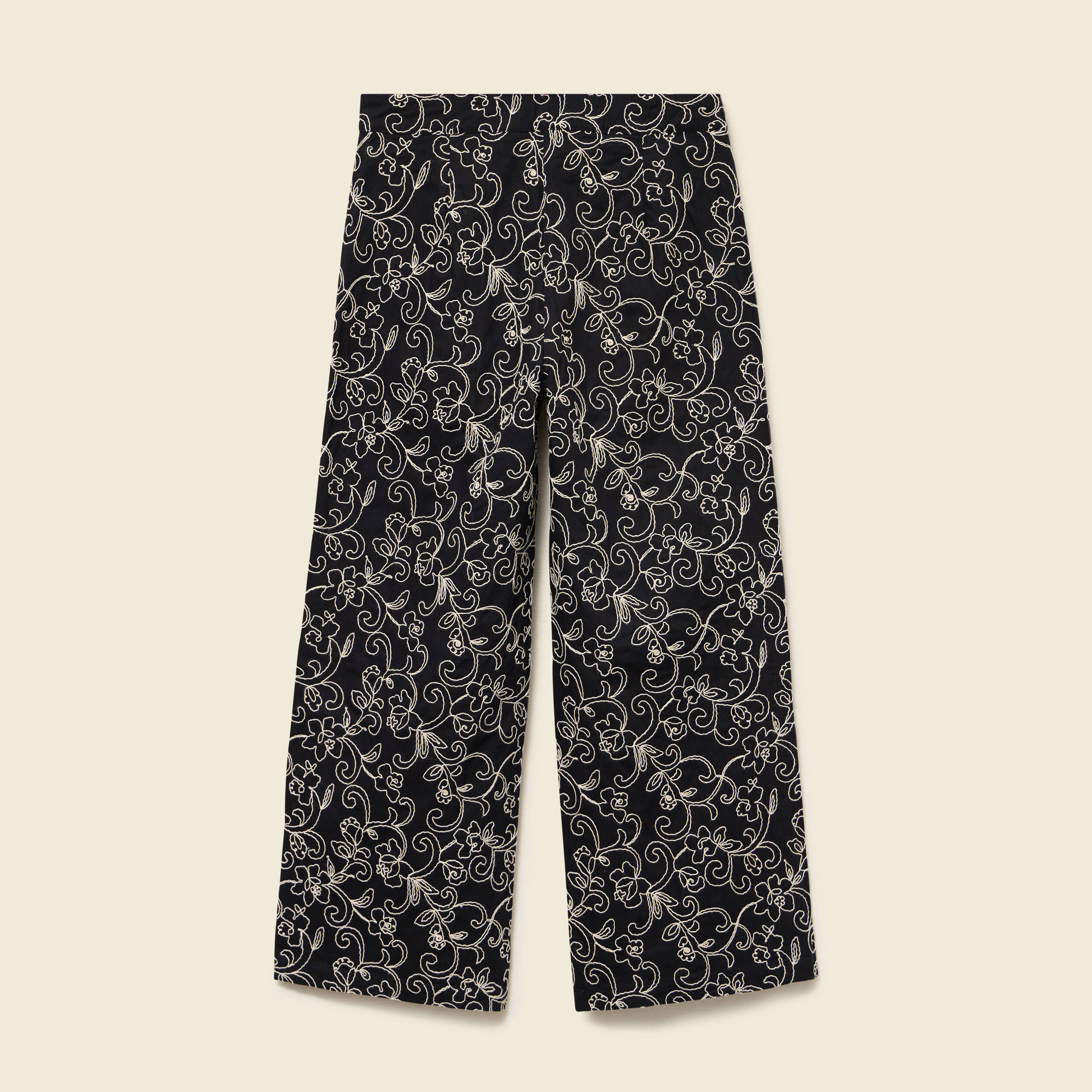 Pantalon loose en coton doubl&eacute; noir femme